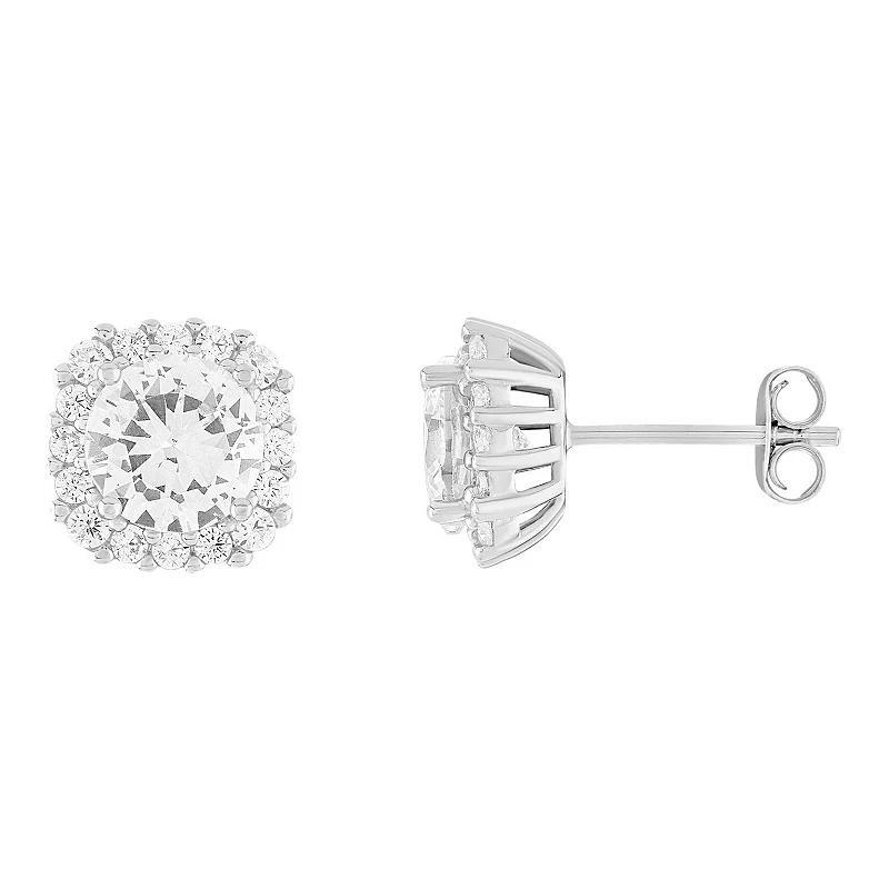 PRIMROSE Sterling Silver Cubic Zirconia Halo Stud Earrings, Women's, April Product Image