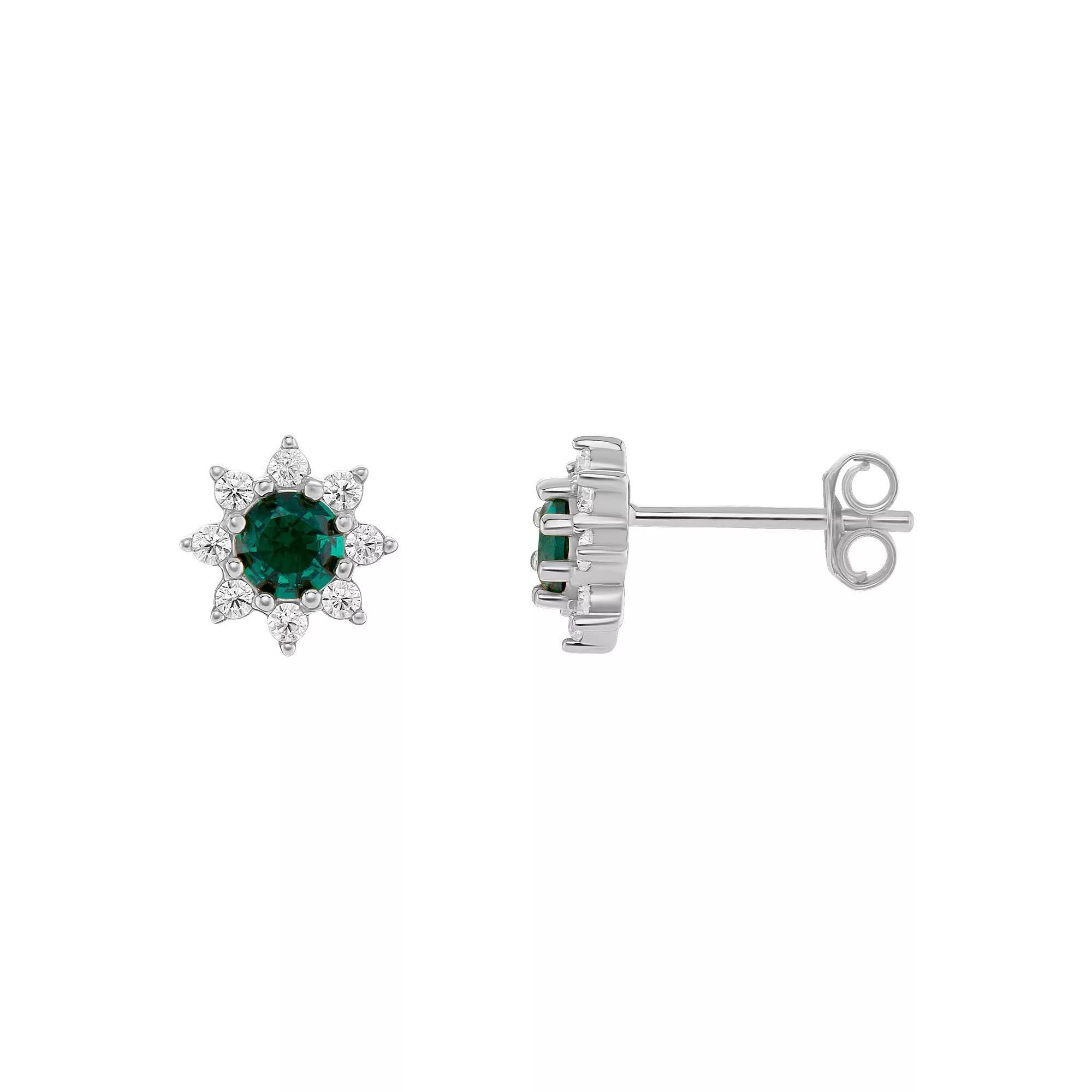 PRIMROSE Birthstone Cubic Zirconia Flower Stud Earrings, Women's, Gold Tone Aug Product Image