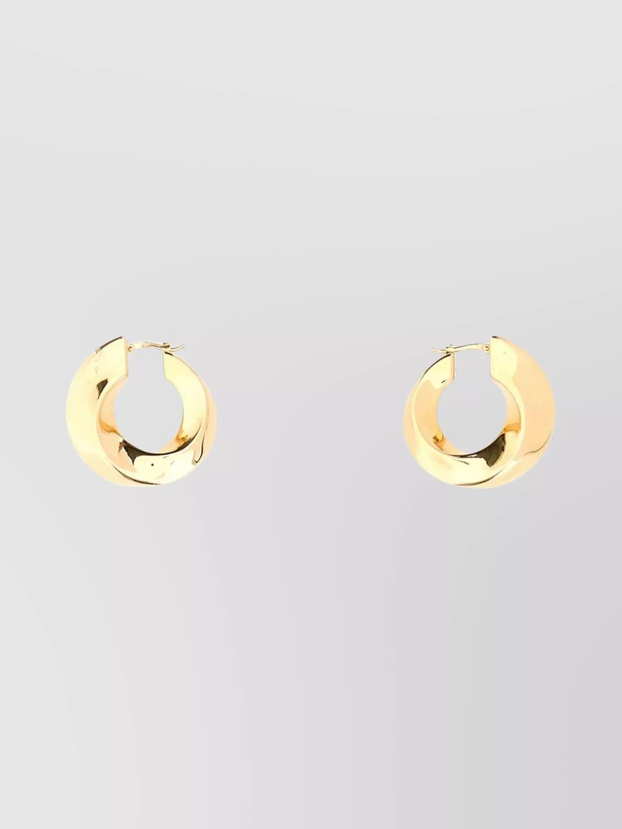 BOTTEGA VENETA Twisted Hoop Earrings With 18k Gold Plating In Cream Product Image