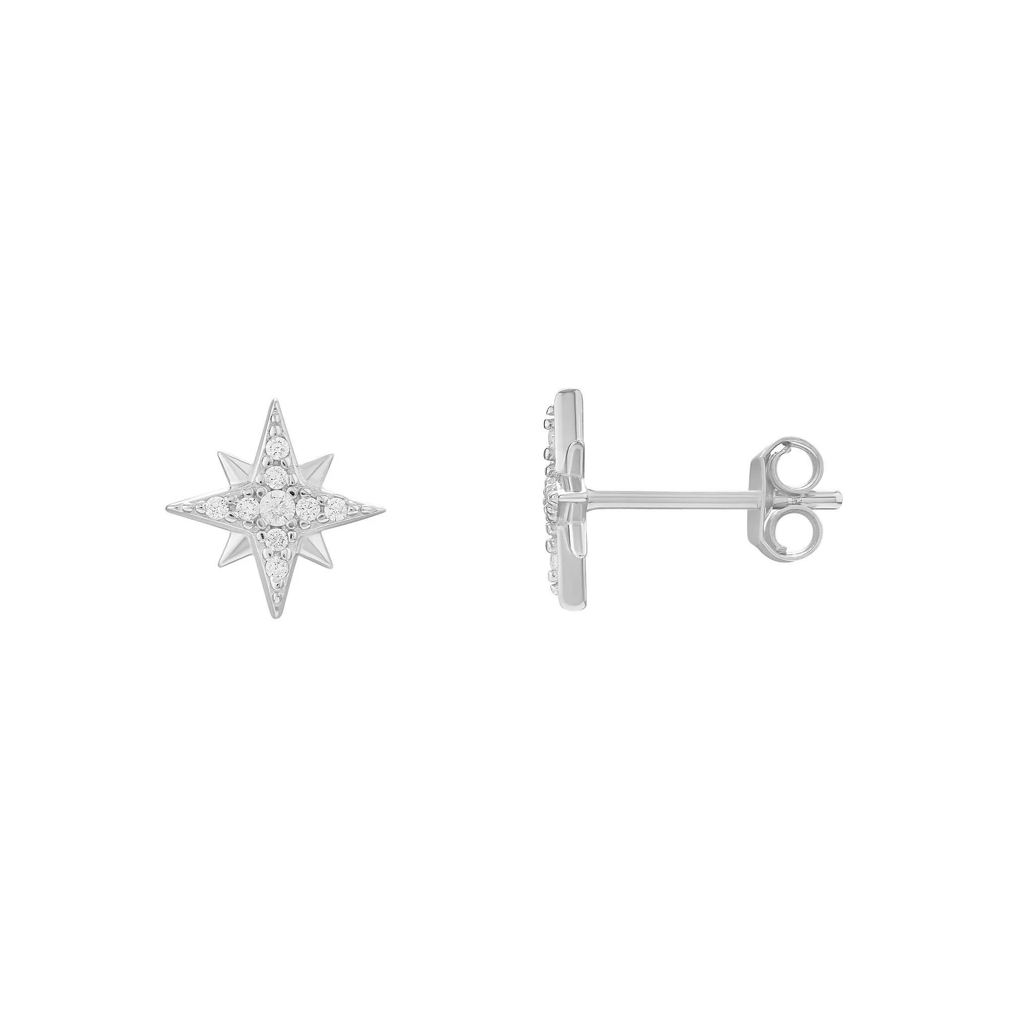 PRIMROSE Sterling Silver Cubic Zirconia Star Stud Earrings, Women's Product Image