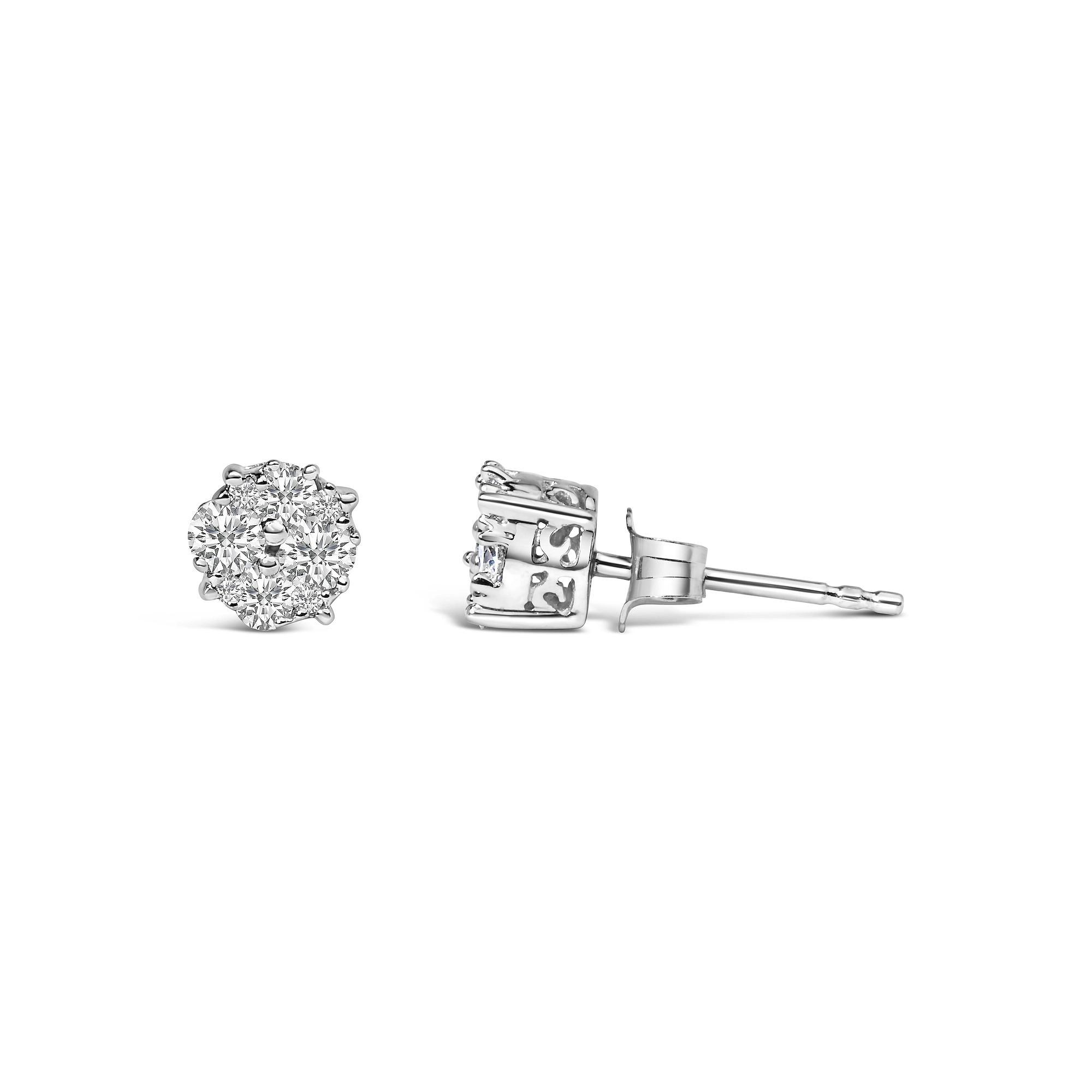 Haus of Brilliance Sterling Silver 1/2 Carat T.W. Prong-Set Diamond Cluster Stud Earrings, Women's Product Image