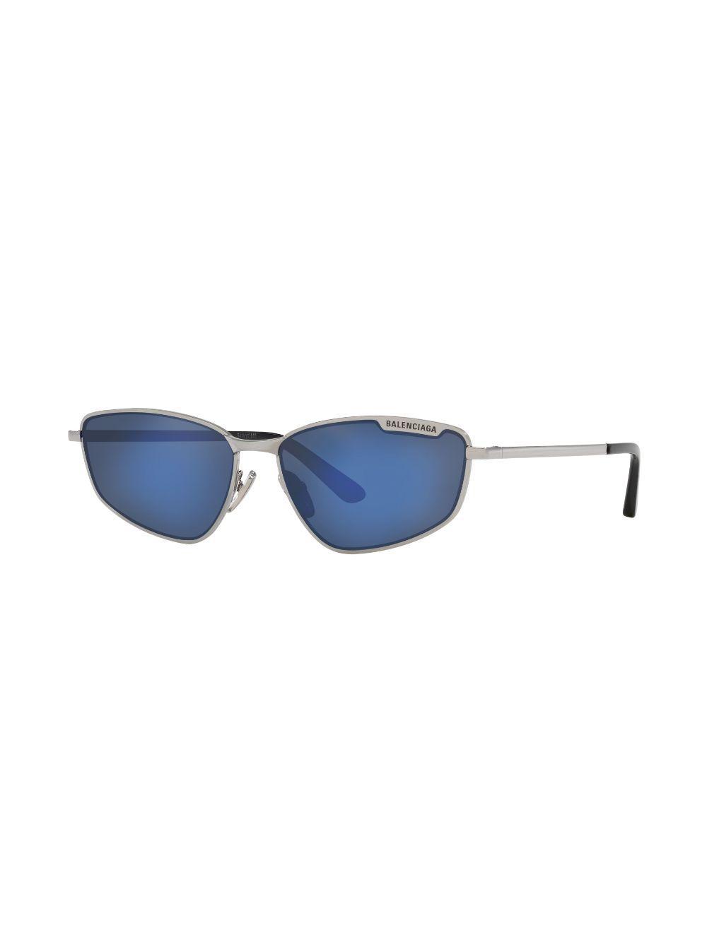 BALENCIAGA Engraved-logo Biker-style Sunglasses In Ruthenium Product Image