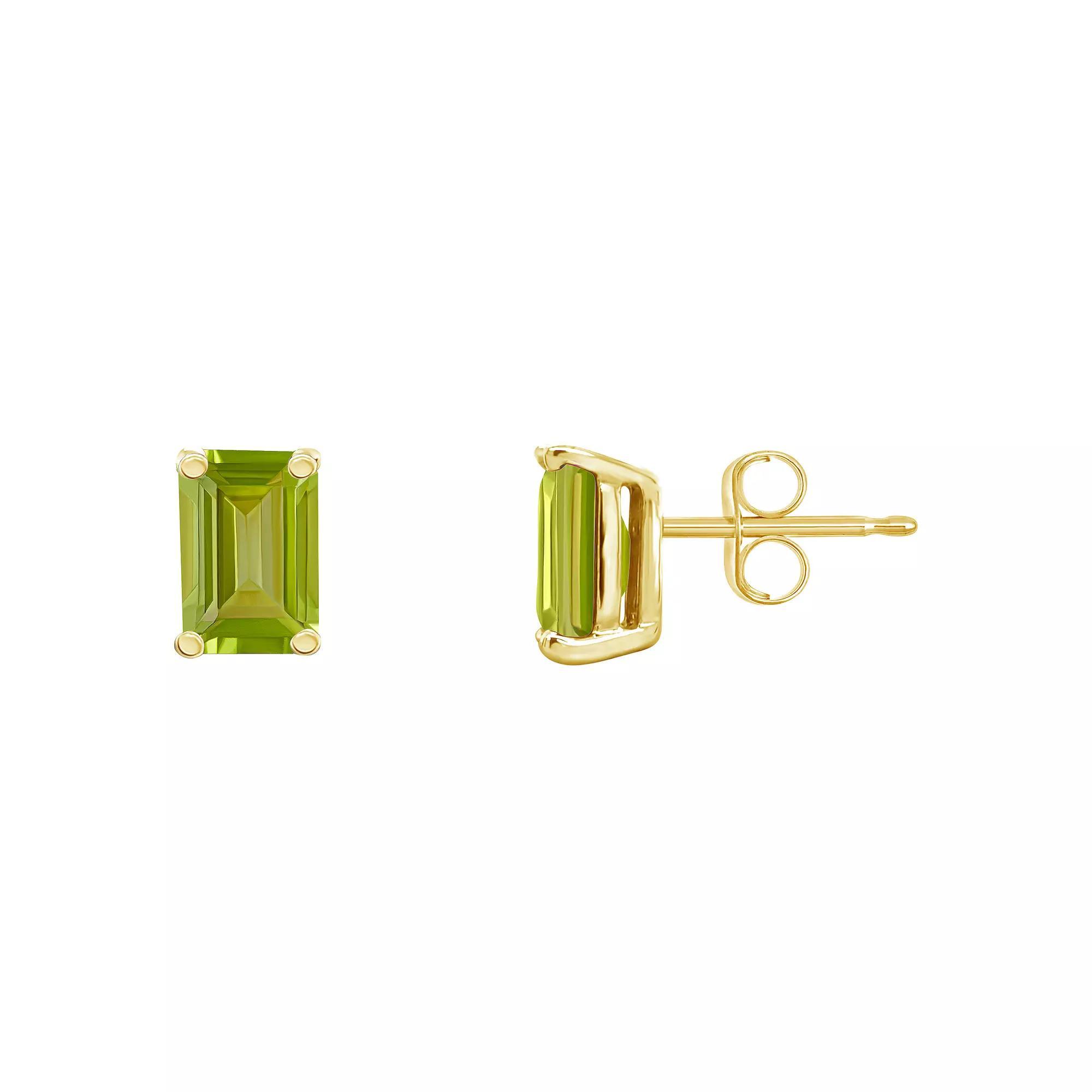 Celebration Gems 14k Gold Emerald Cut Peridot Stud Earrings, Women's, 14k Whgold Product Image