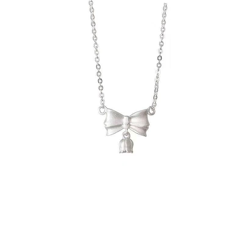 925 Sterling Silver Bow Pendant Necklace Product Image