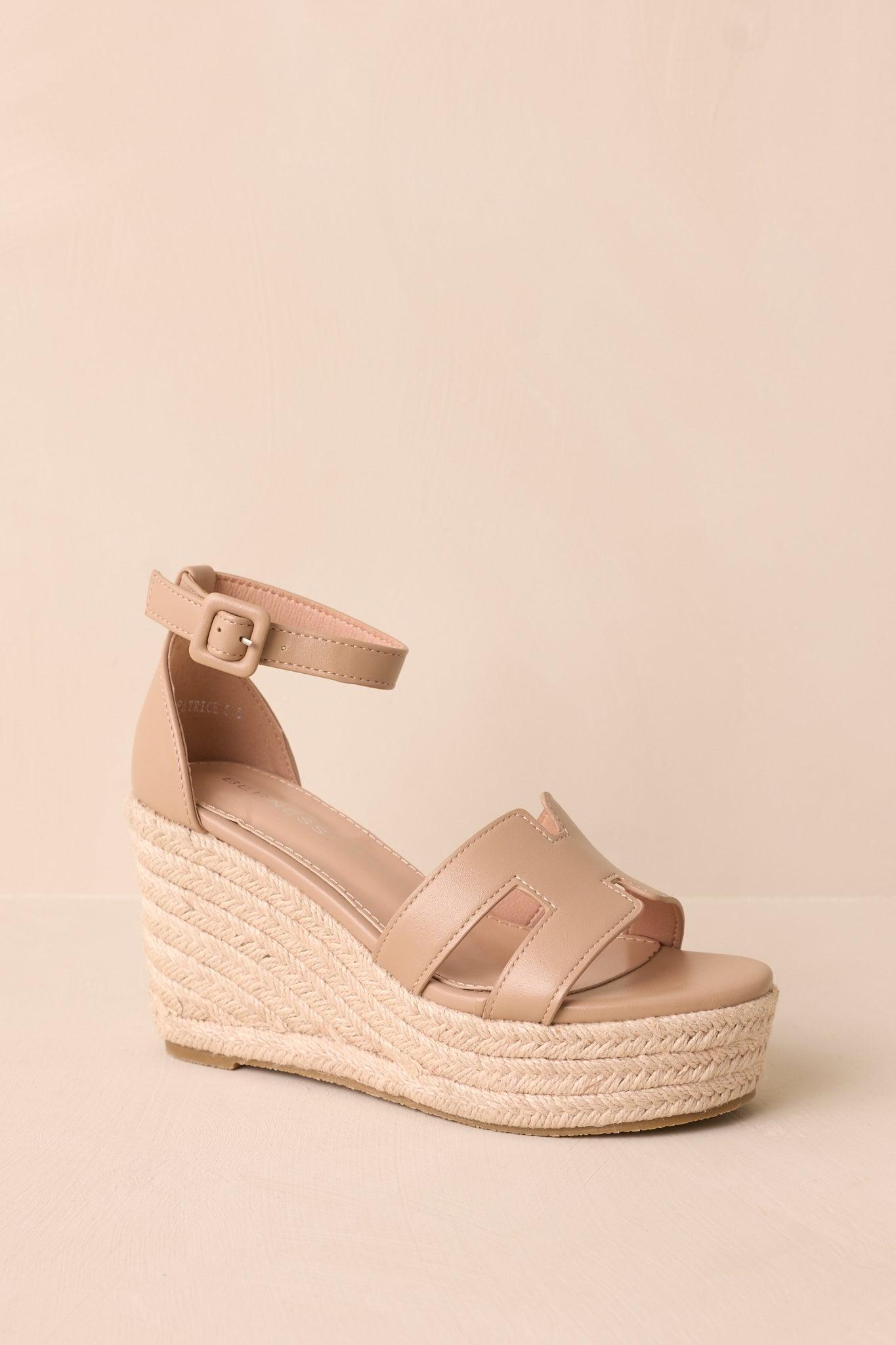 Beachside Dreaming Beige Platform Wedges Product Image