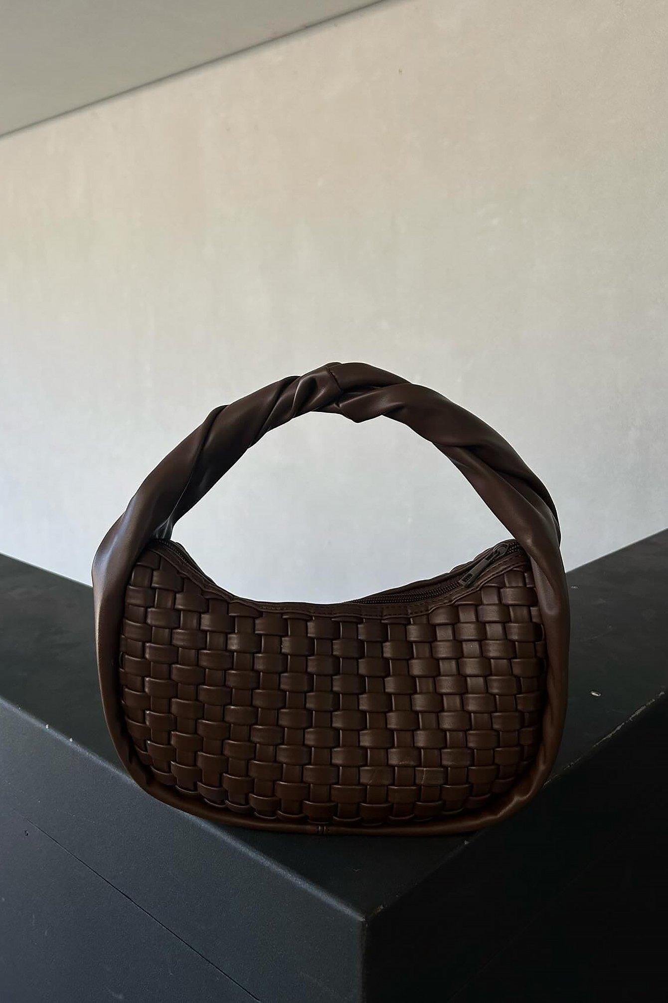 Twisted Handle Woven Handbag Product Image