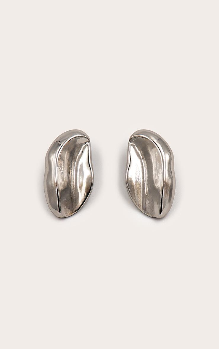 Silver Smooth Abstract Oval Earrings Product Image