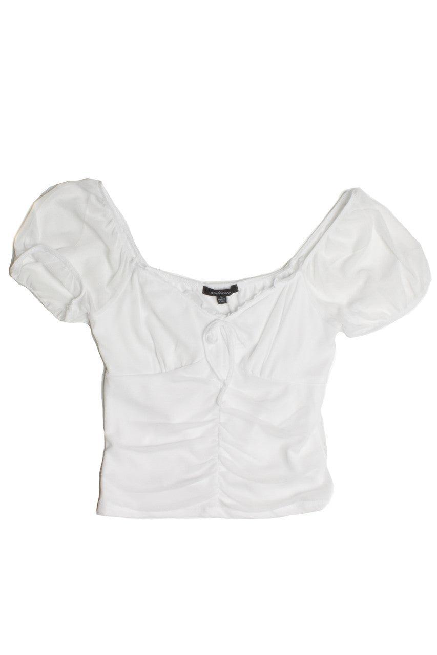 White Mesh Tie Up Milkmaid Top Product Image