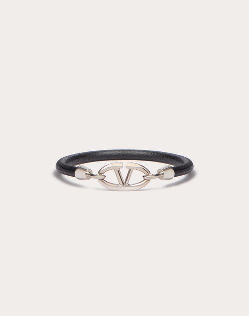 VALENTINO GARAVANI VLOGO THE BOLD EDITION BRACELET IN LEATHER AND METAL Product Image