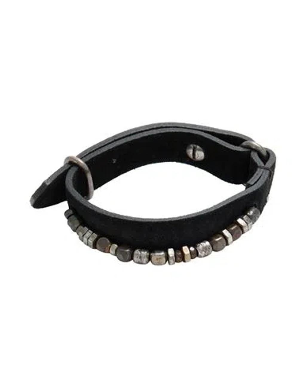 DIESEL Man Bracelet Black Size - Leather In Green Product Image