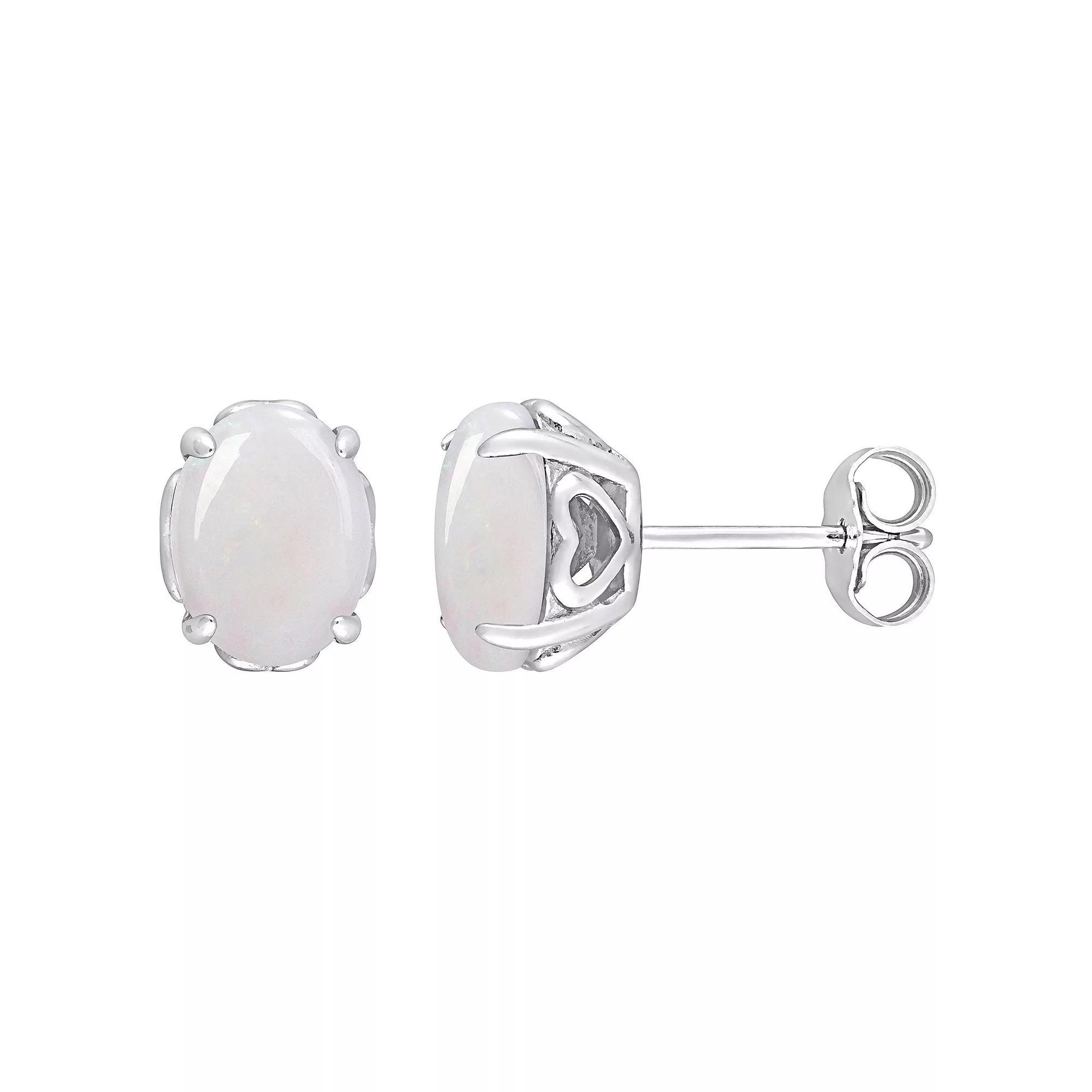 Stella Grace Sterling Silver & Gemstone Oval Stud Earrings, Women's, White Product Image