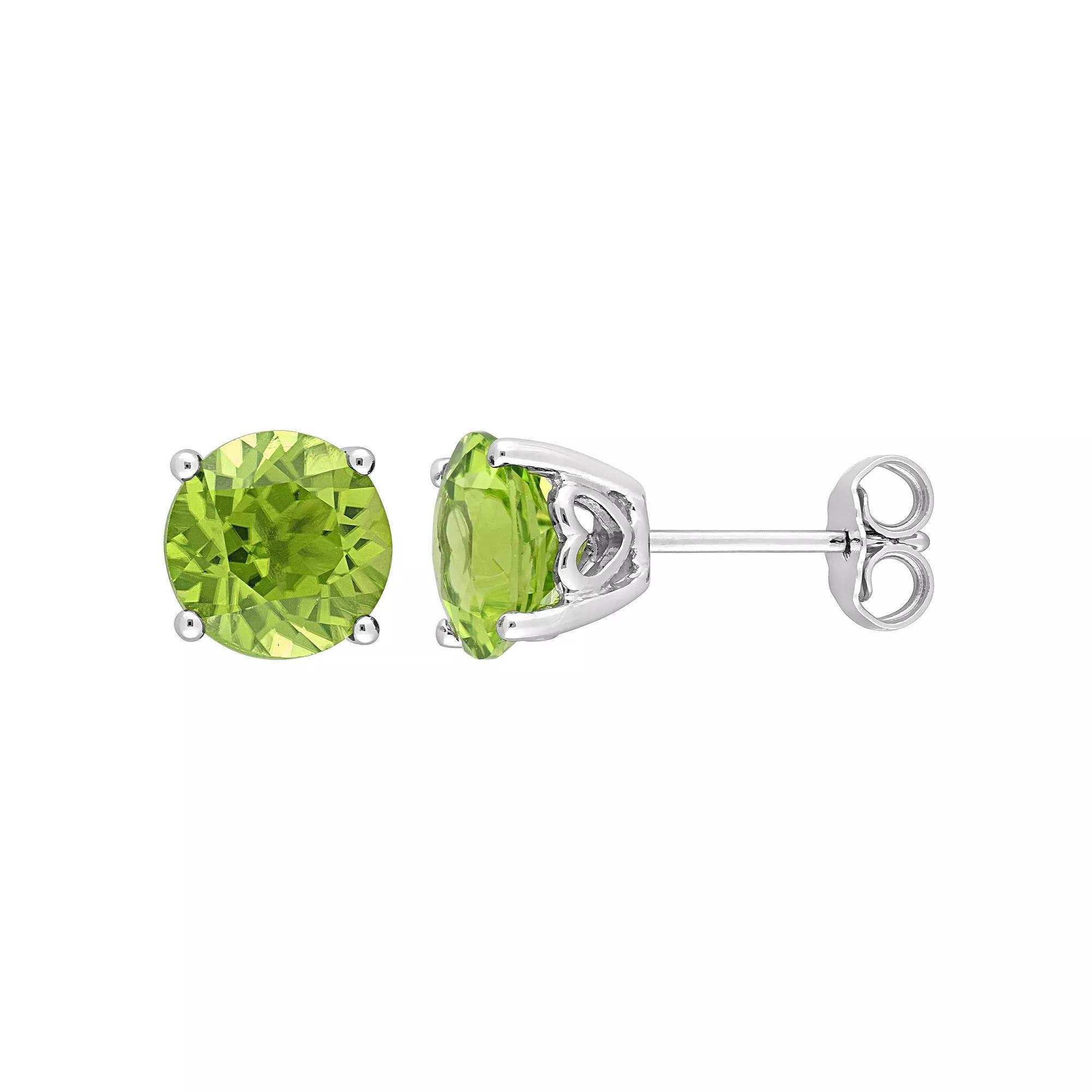 Stella Grace Sterling Silver & Gemstone Round Stud Earrings, Women's, Peridot Product Image