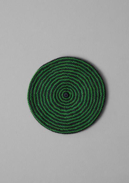 Hand Knitted Striped Beret | Malachite Green/Navy Product Image