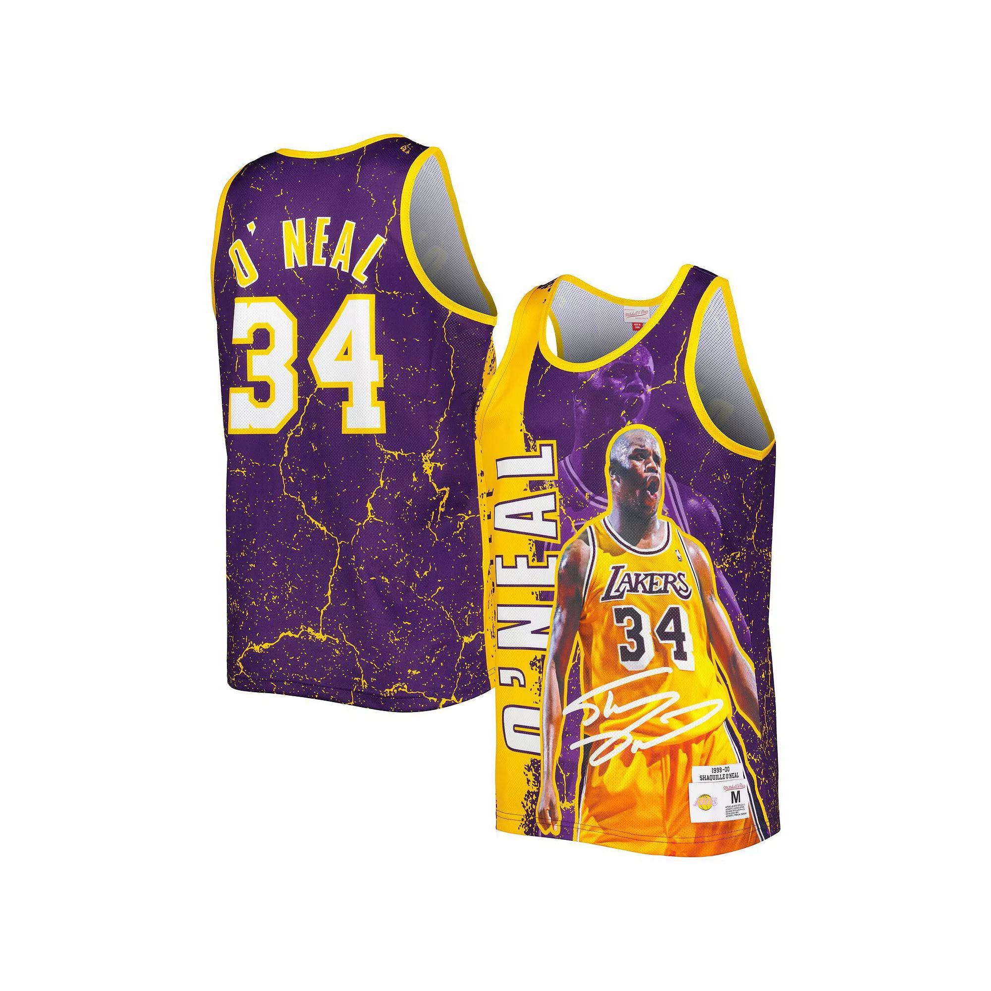 Men's Mitchell & Ness Shaquille O'Neal Purple Los Angeles Lakers 1999-00 Hardwood Classics Player Burst Tank Top, Size: Large Product Image
