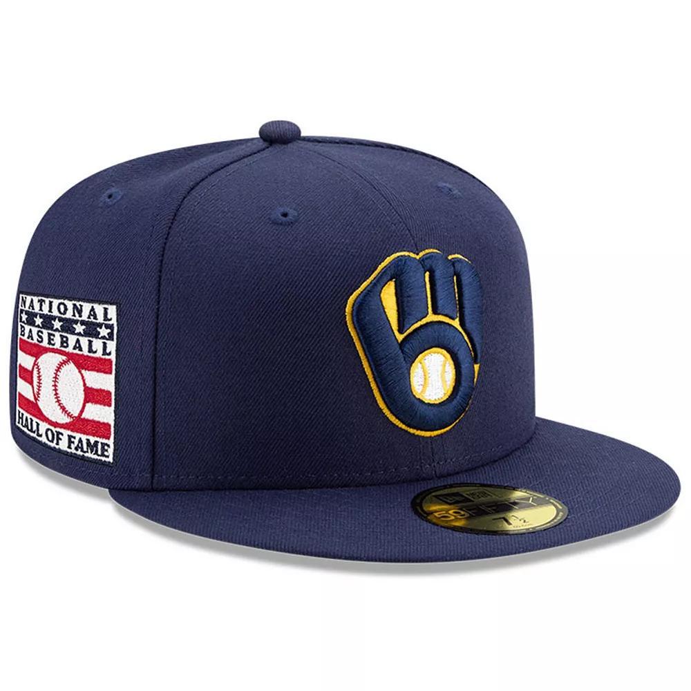 Men's New Era Navy Milwaukee Brewers National Baseball Hall of Fame 59FIFTY Fitted Hat, Size: 8, Blue Product Image