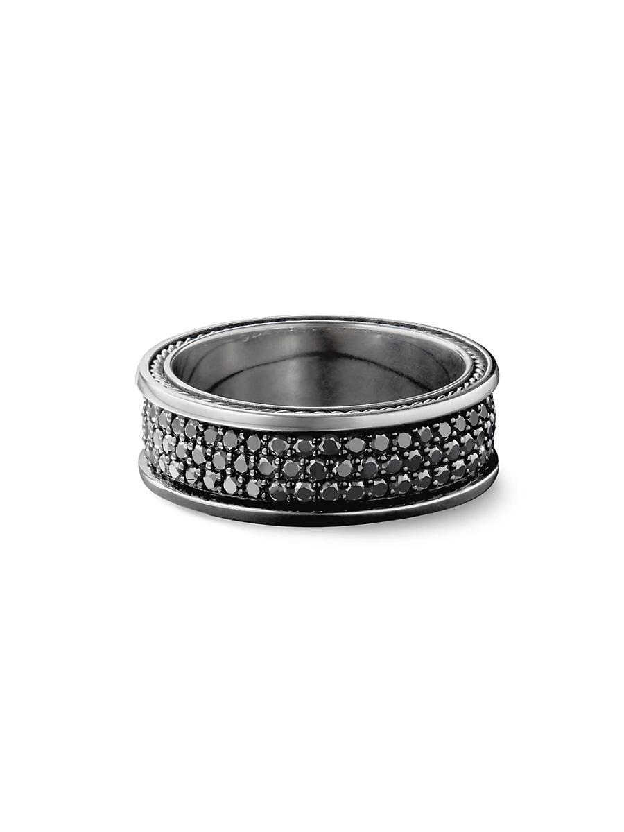 Mens Streamline Three Row Band Ring in Sterling Silver Product Image