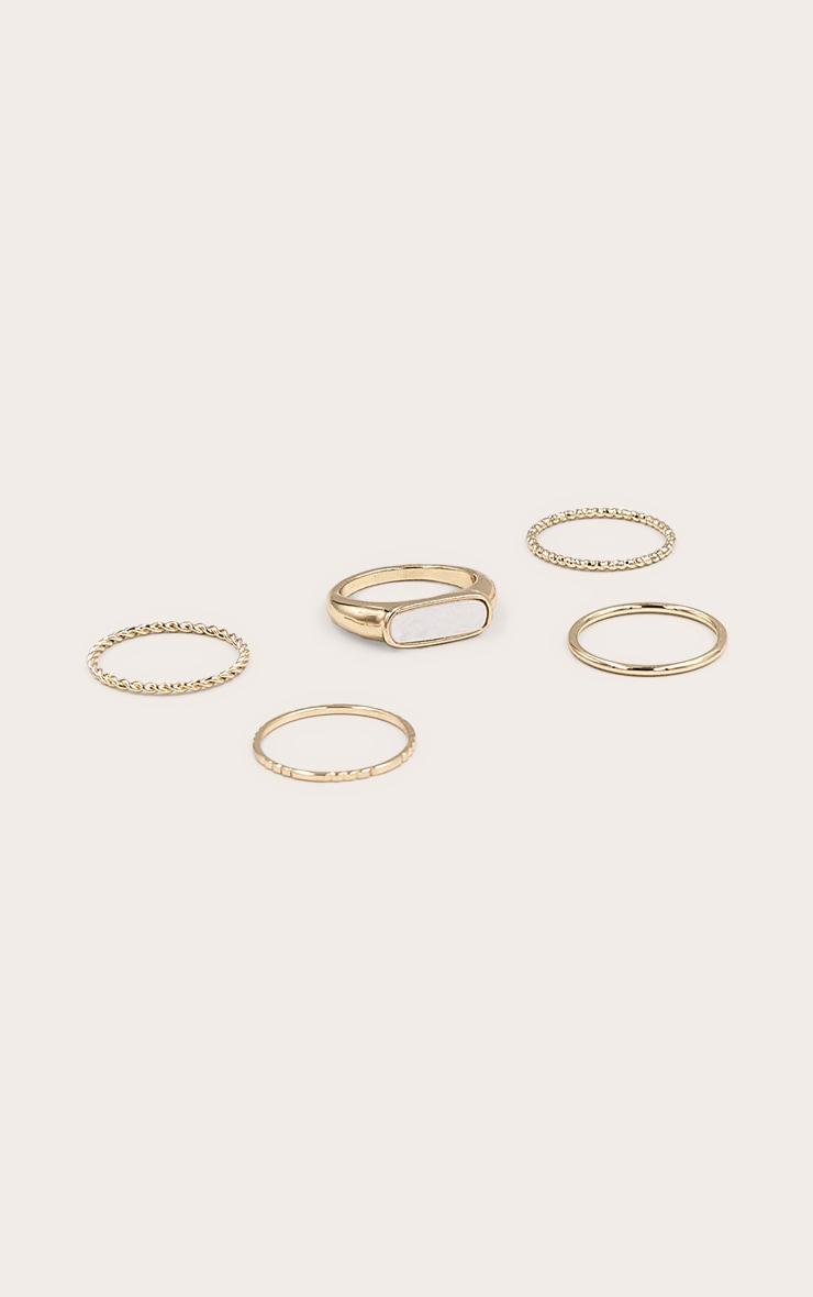 Gold Textured Pearl Mutlipack Ring Set Product Image