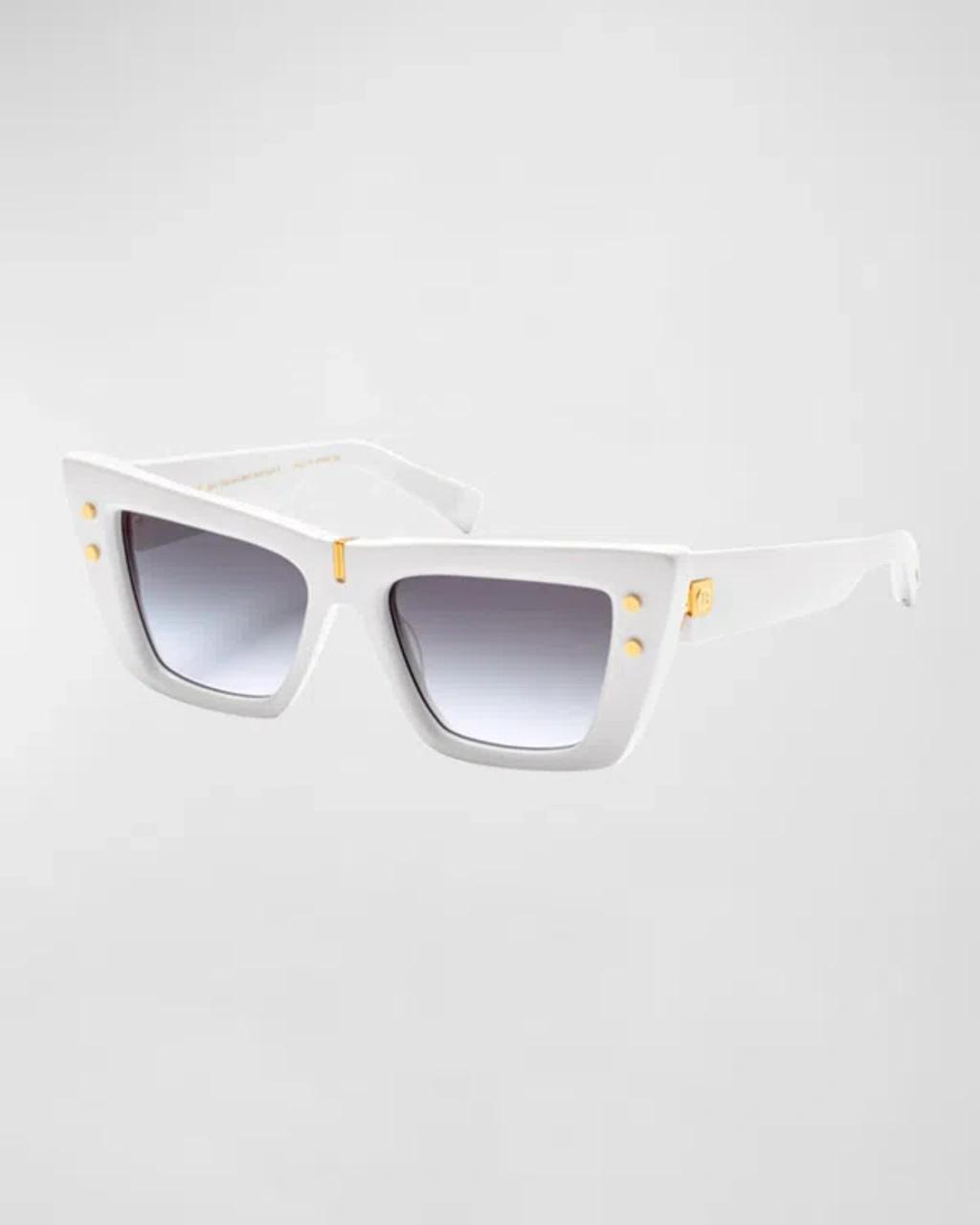 BALMAIN B-eye Gradient Acetate Cat-eye Sunglasses In Wht - Gld Product Image