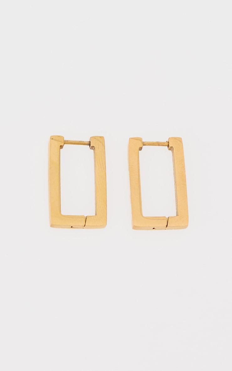 Gold Water Resistant Rectangular Hoop Earrings Product Image