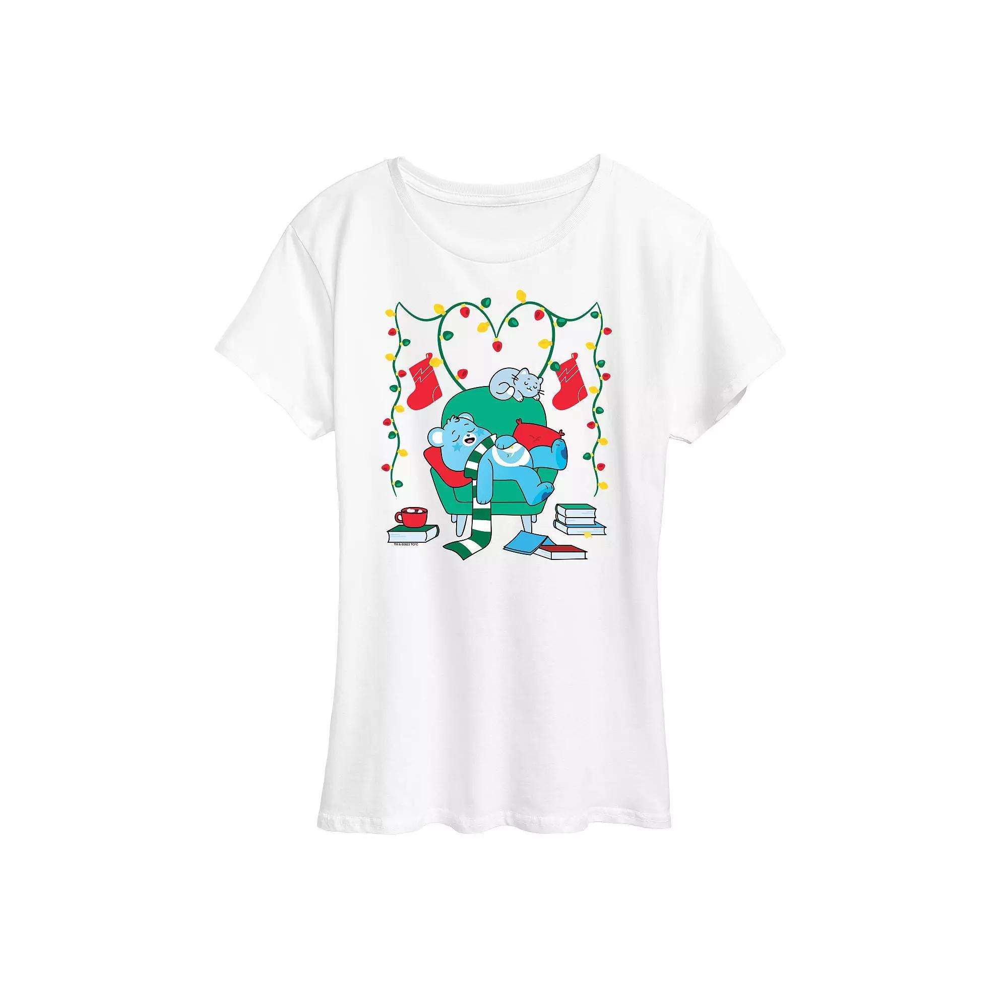 Women's Care Bears Cozy Christmas Graphic Tee, Girl's, Size: Small, White Product Image