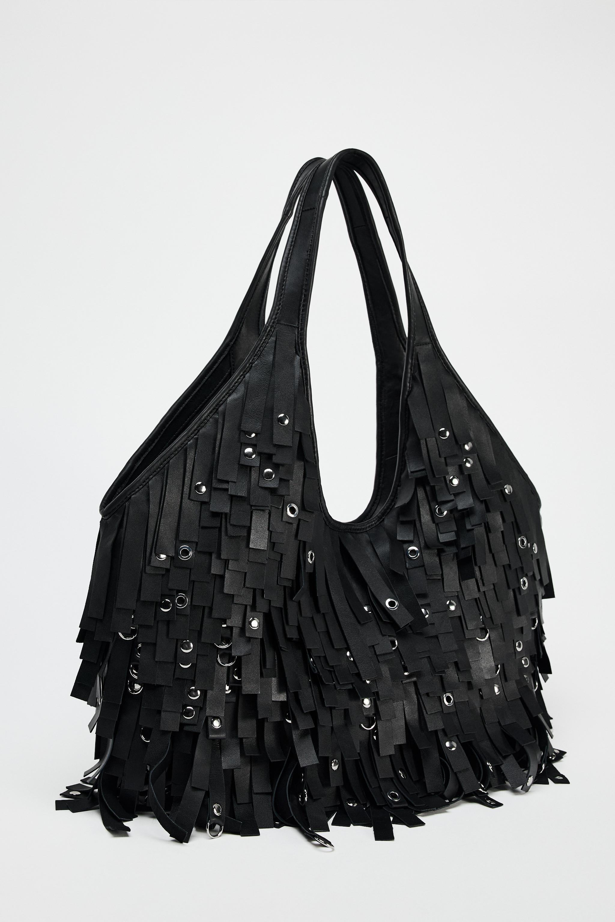 FRINGED LEATHER MAXI TOTE BAG Product Image