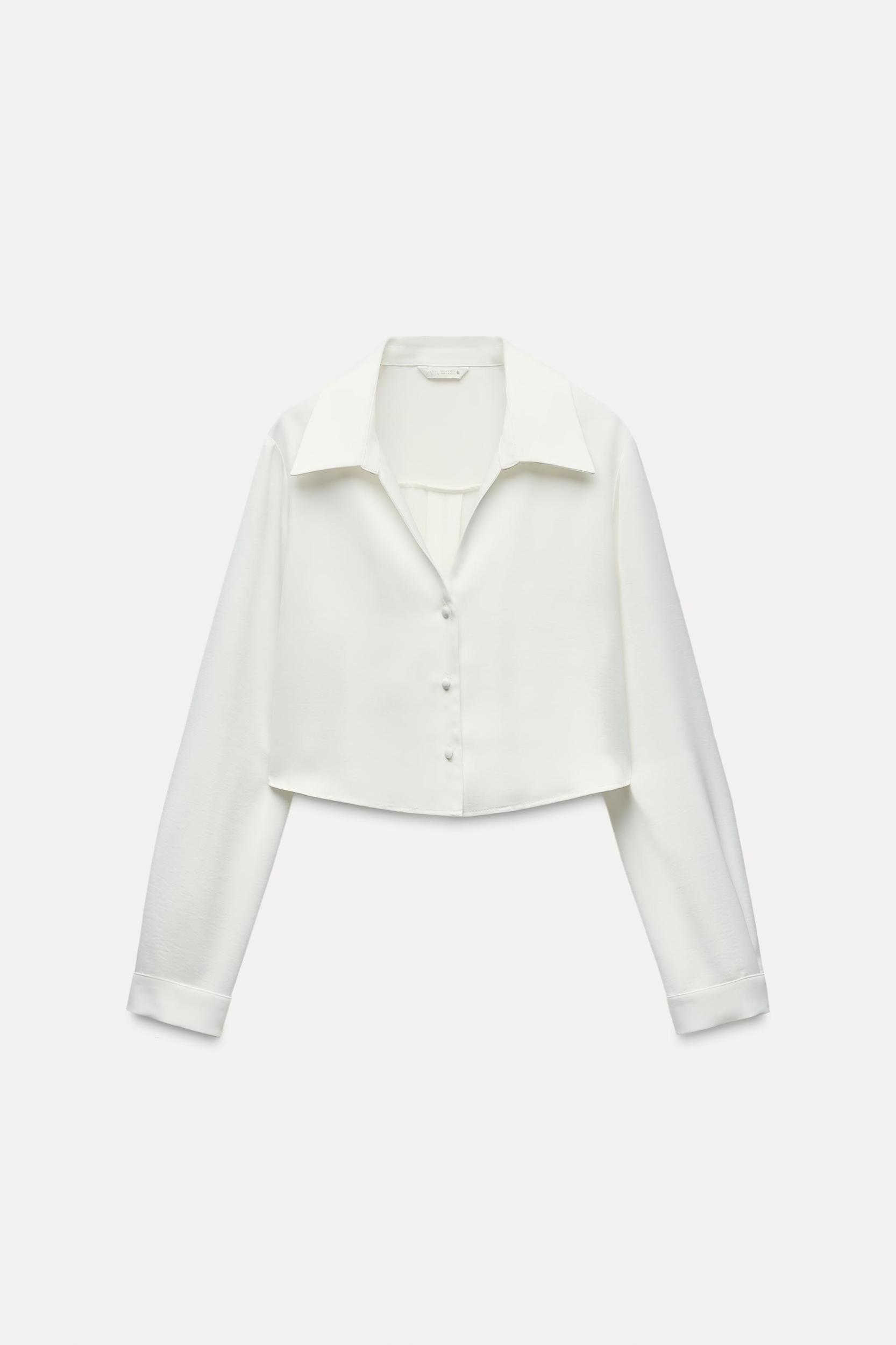 SATIN EFFECT CROPPED SHIRT Product Image