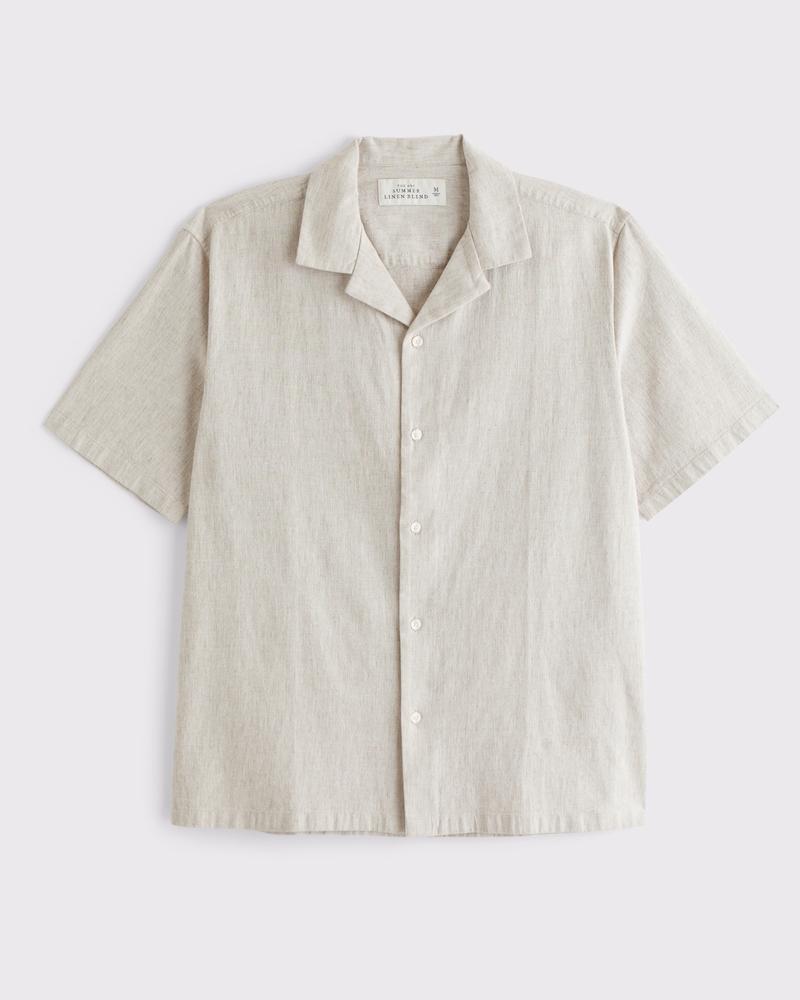 Camp Collar Summer Linen-Blend Shirt Product Image