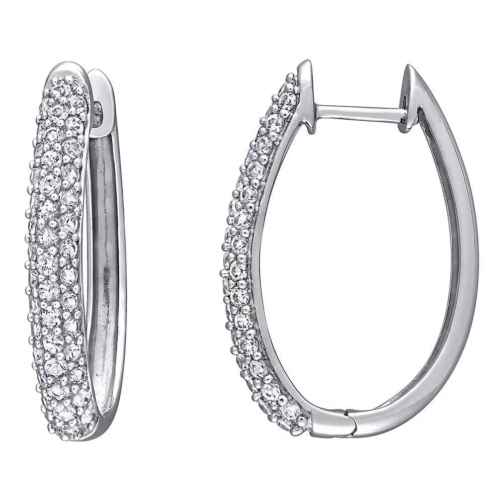 Stella Grace 10k White Gold White Sapphire Oval Hoop Earrings, Women's, 10k Whgold Product Image
