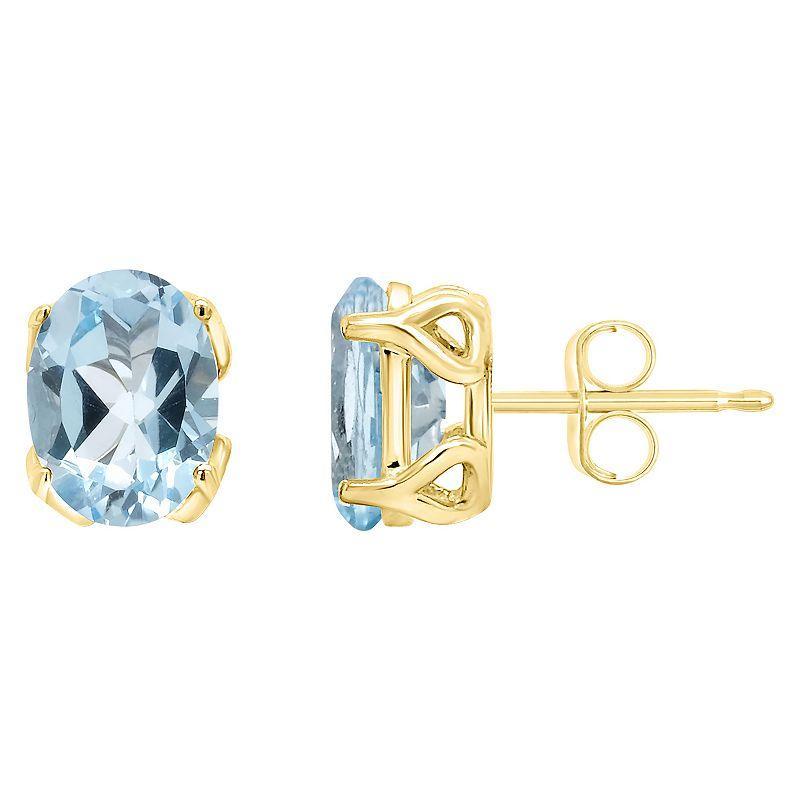 Alyson Layne 14k Gold Oval Sky Blue Topaz Stud Earrings, Women's Product Image