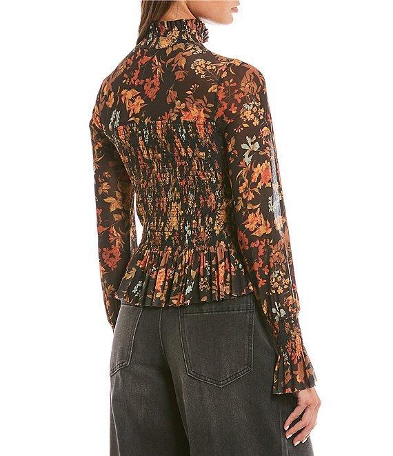 C&V Chelsea & Violet Floral Print Long Sleeve Smocked Top Product Image