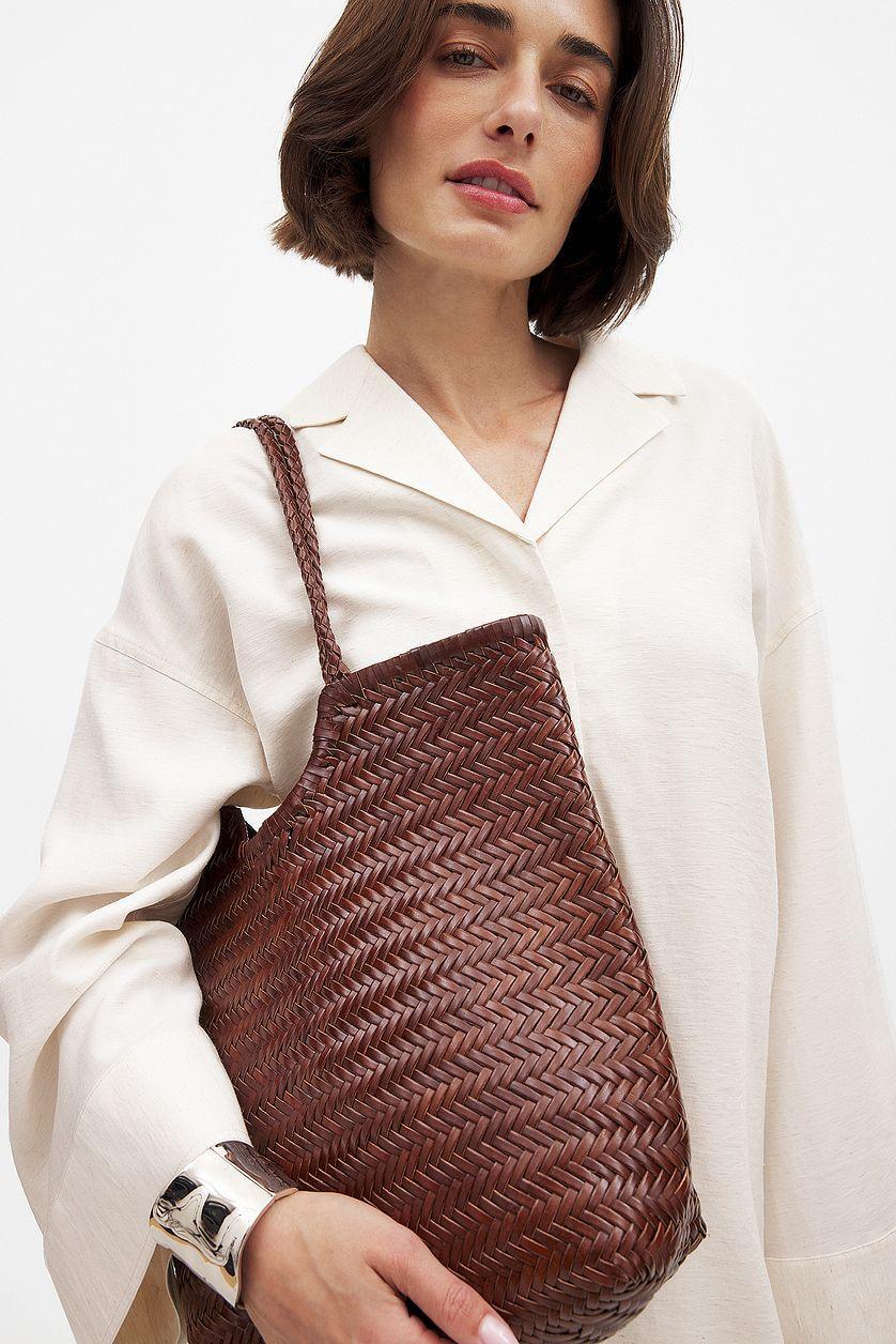 Woven Leather Tote Bag Product Image