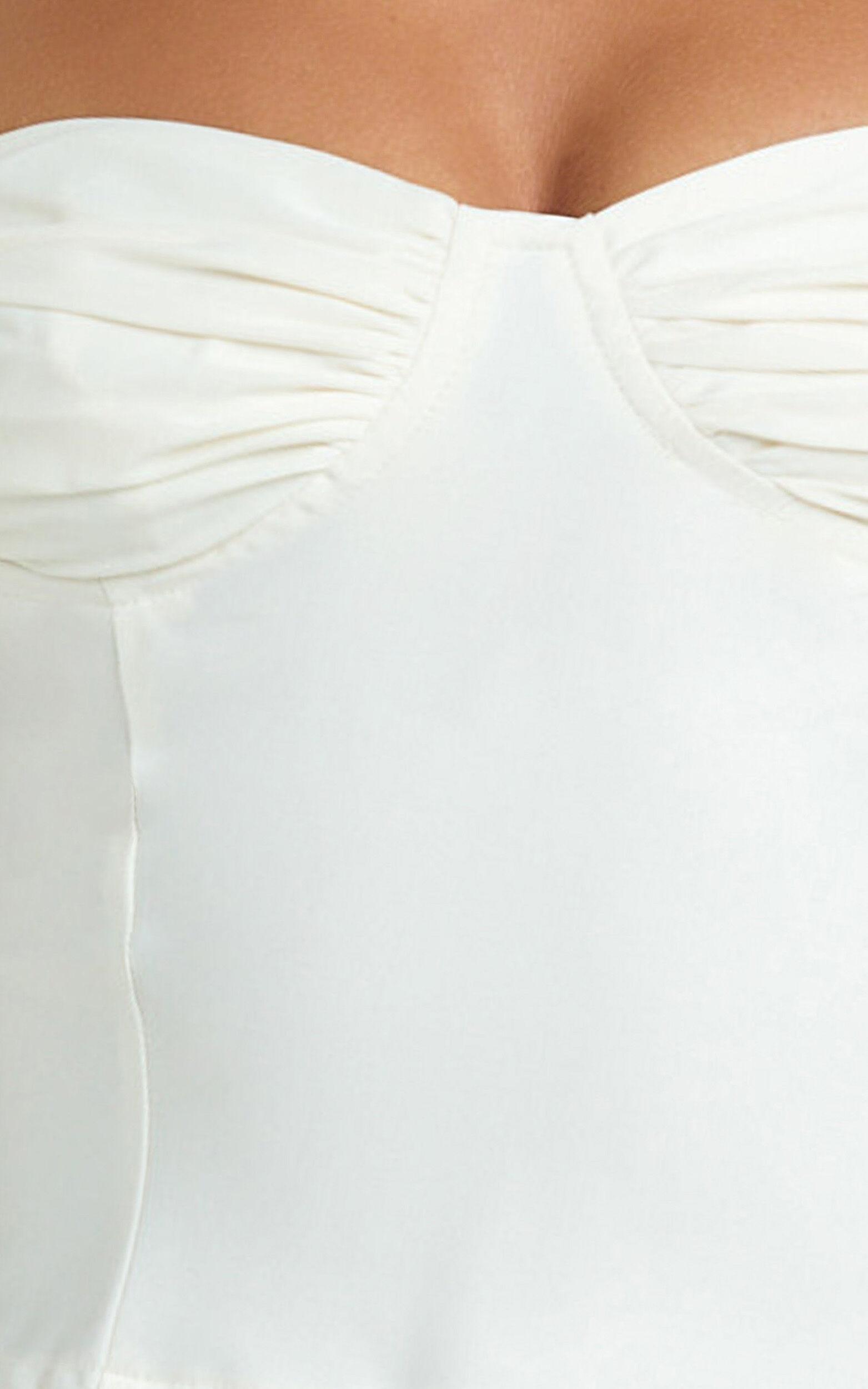 Elsa Top - Tie Shoulder Ruched Bust Bias Cut Top in Ivory Product Image