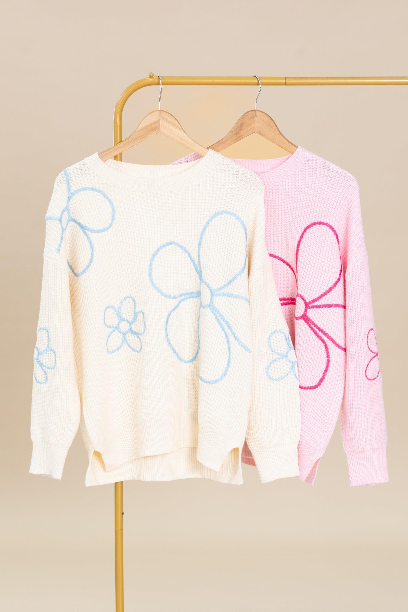 Flower Pattern Knit Pullover Sweaters Product Image