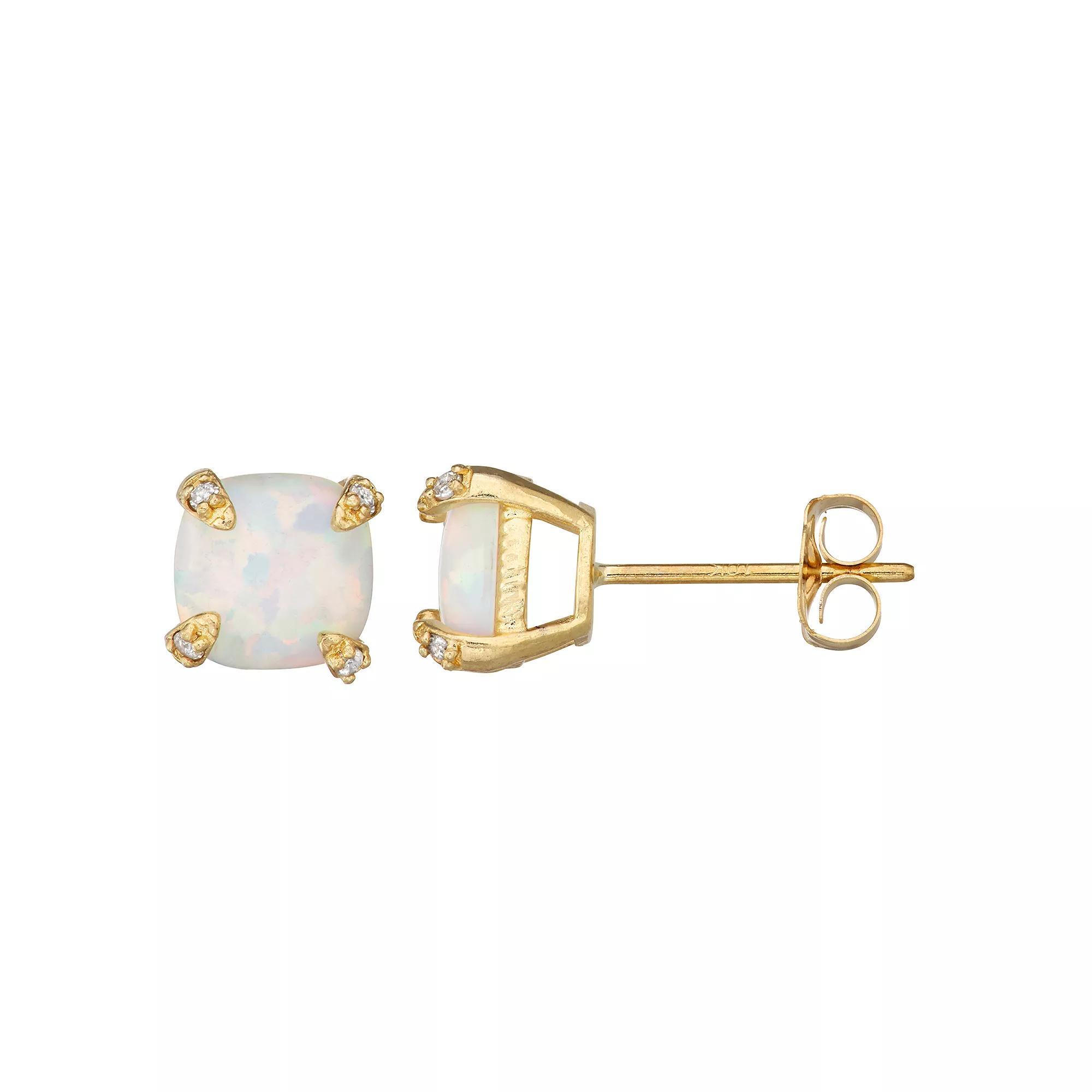 Designs by Gioelli 10k Gold Gemstone Diamond Accent Stud Earrings, Women's, Created White Product Image
