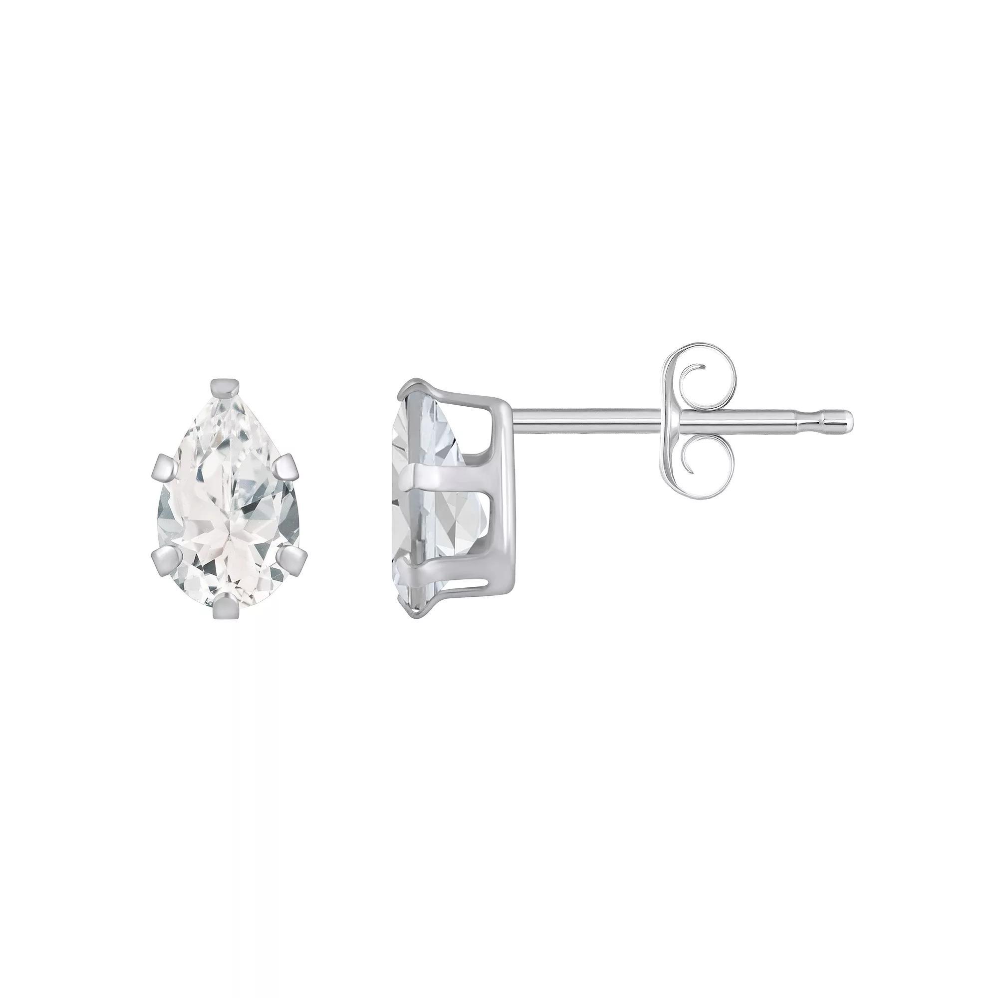 Celebration Gems 10k Gold Pear Shape White Topaz Stud Earrings, Women's Product Image