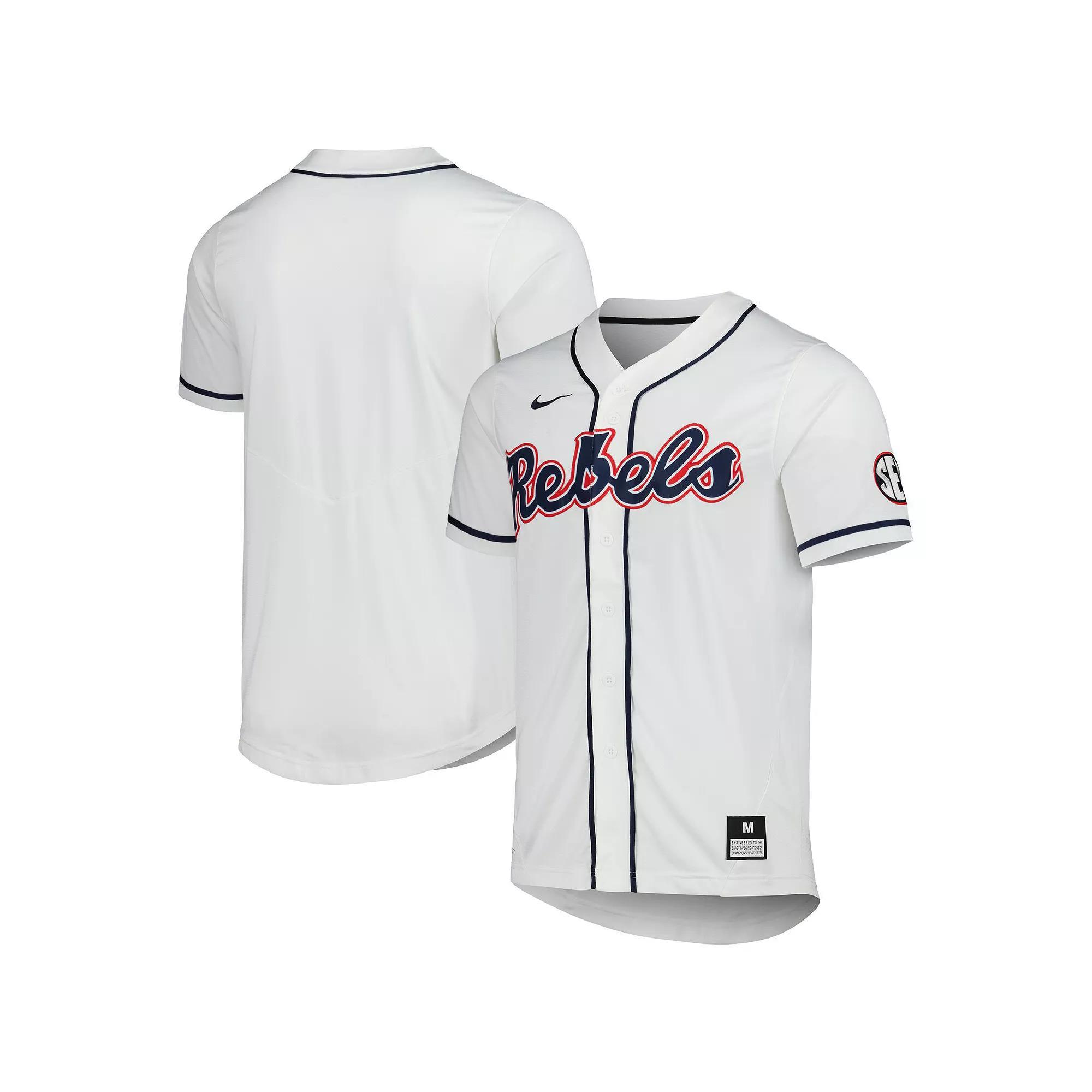 Men's Nike White Ole Miss Rebels Full-Button Replica Baseball Jersey,  Product Image