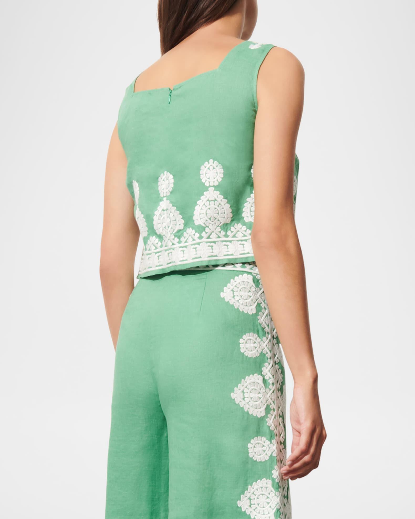 Isabelle Embroidered Linen Crop Top Product Image
