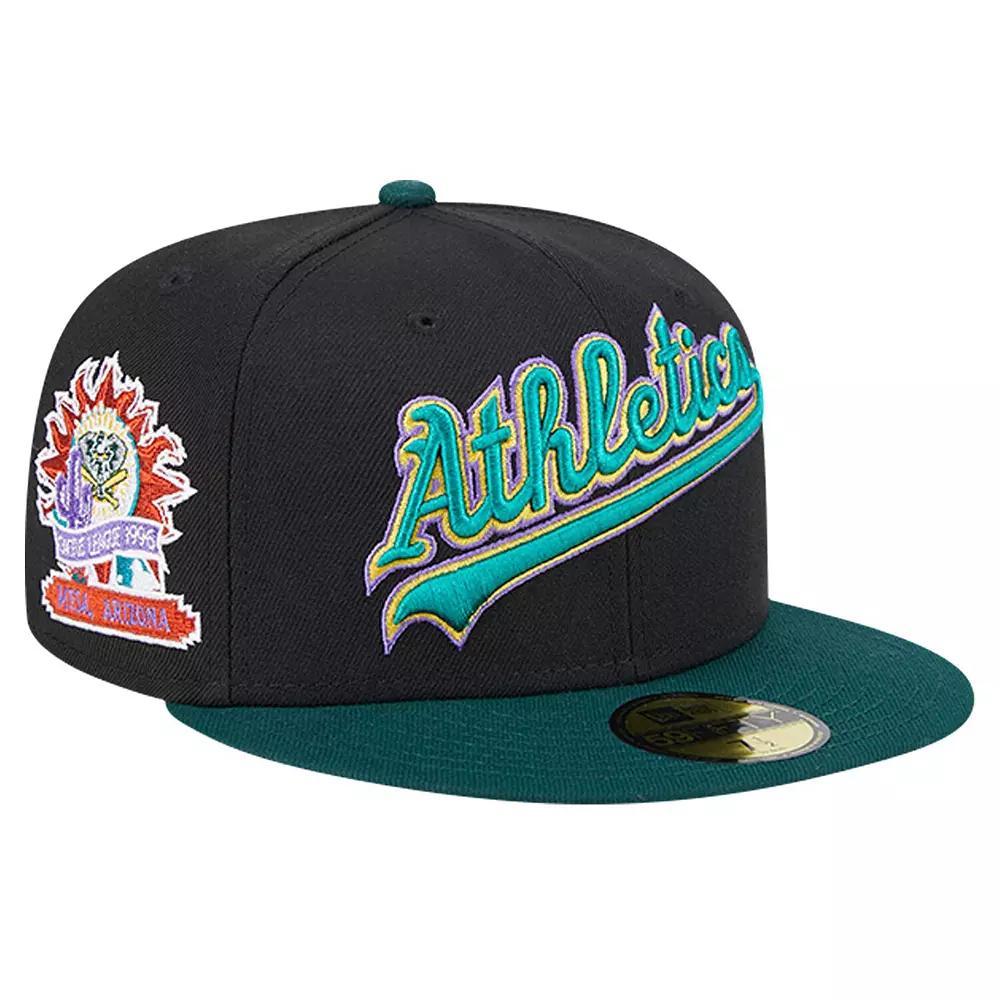 Men's New Era Black Oakland Athletics Retro Spring Training 59FIFTY Fitted Hat,  Product Image