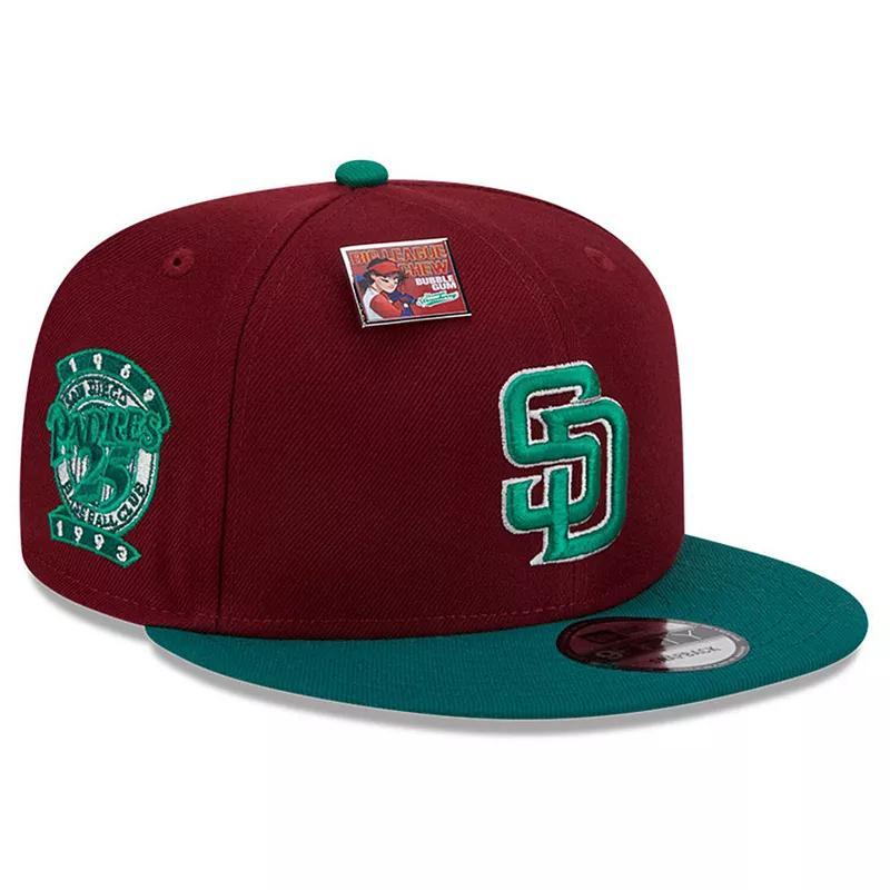 Mens New Era Cardinal/Green San Diego Padres Strawberry Big League Chew Flavor Pack 9FIFTY Snapback Hat Product Image