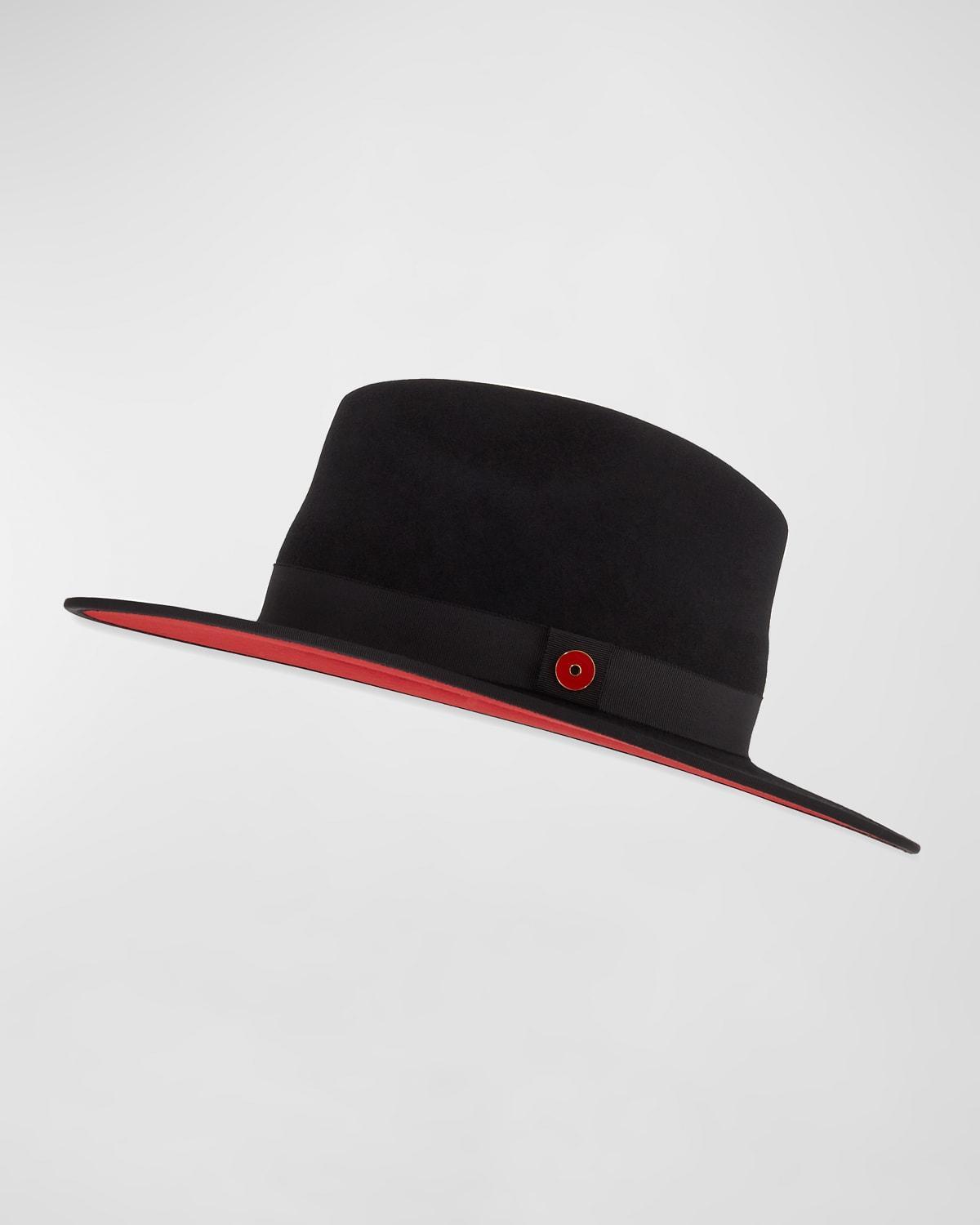 Mens Queen Red-Brim Wool Fedora Hat Product Image