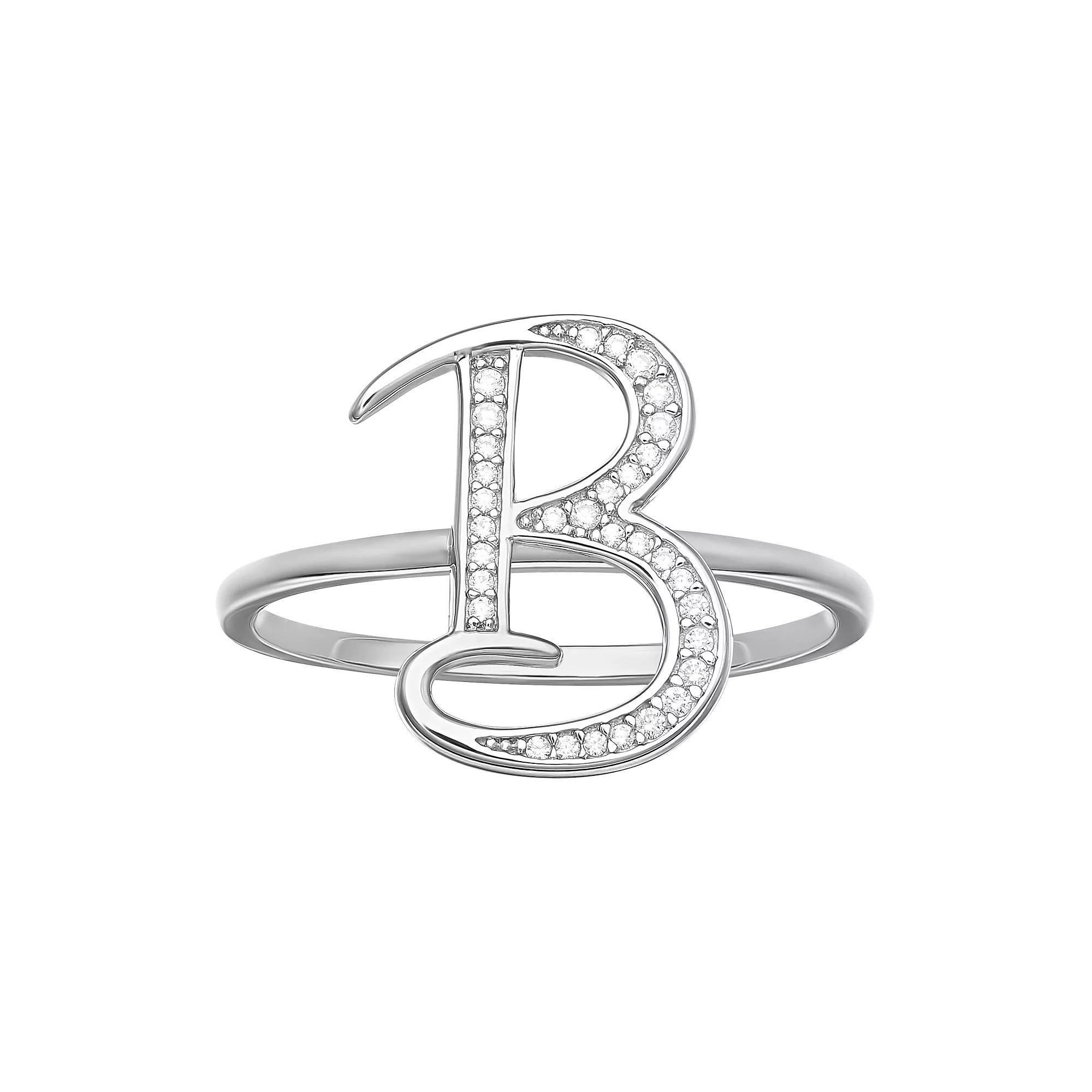 PRIMROSE Sterling Silver Cubic Zirconia Initial Ring, Women's, Size: 8, Sterling Silver X Product Image