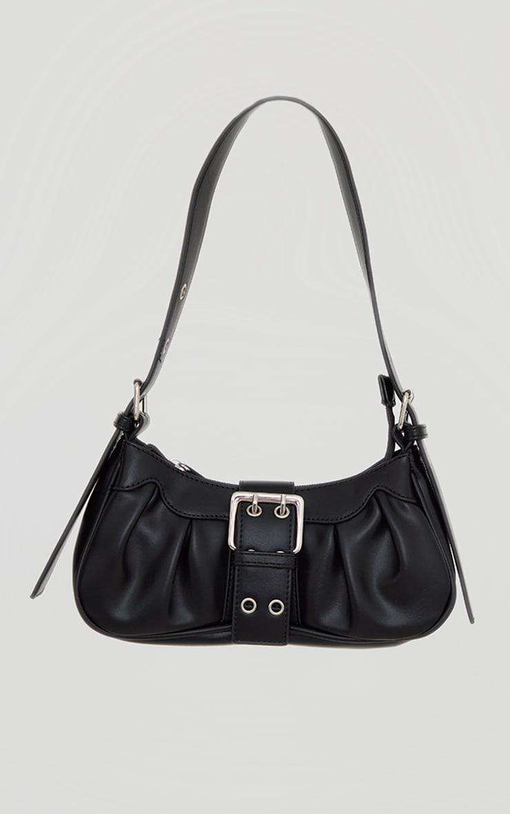 Black PU Eyelet Buckle Shoulder Bag Product Image