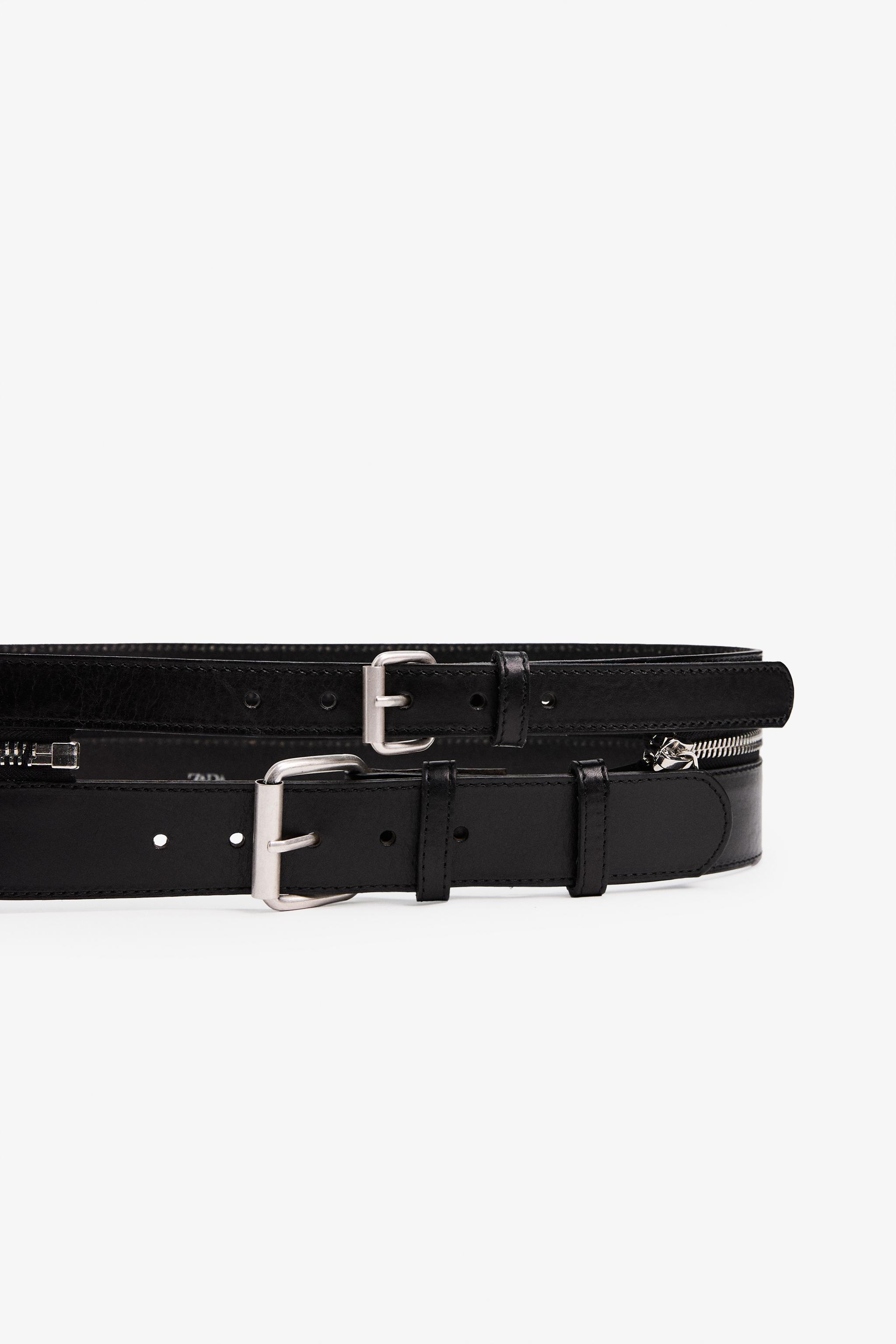 DOUBLE BUCKLE ZIPPER SASH BELT Product Image