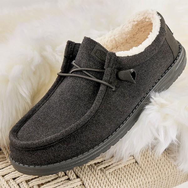 Mens HEYDUDE Wally Fleece Casual Shoe - Warm Grey Product Image