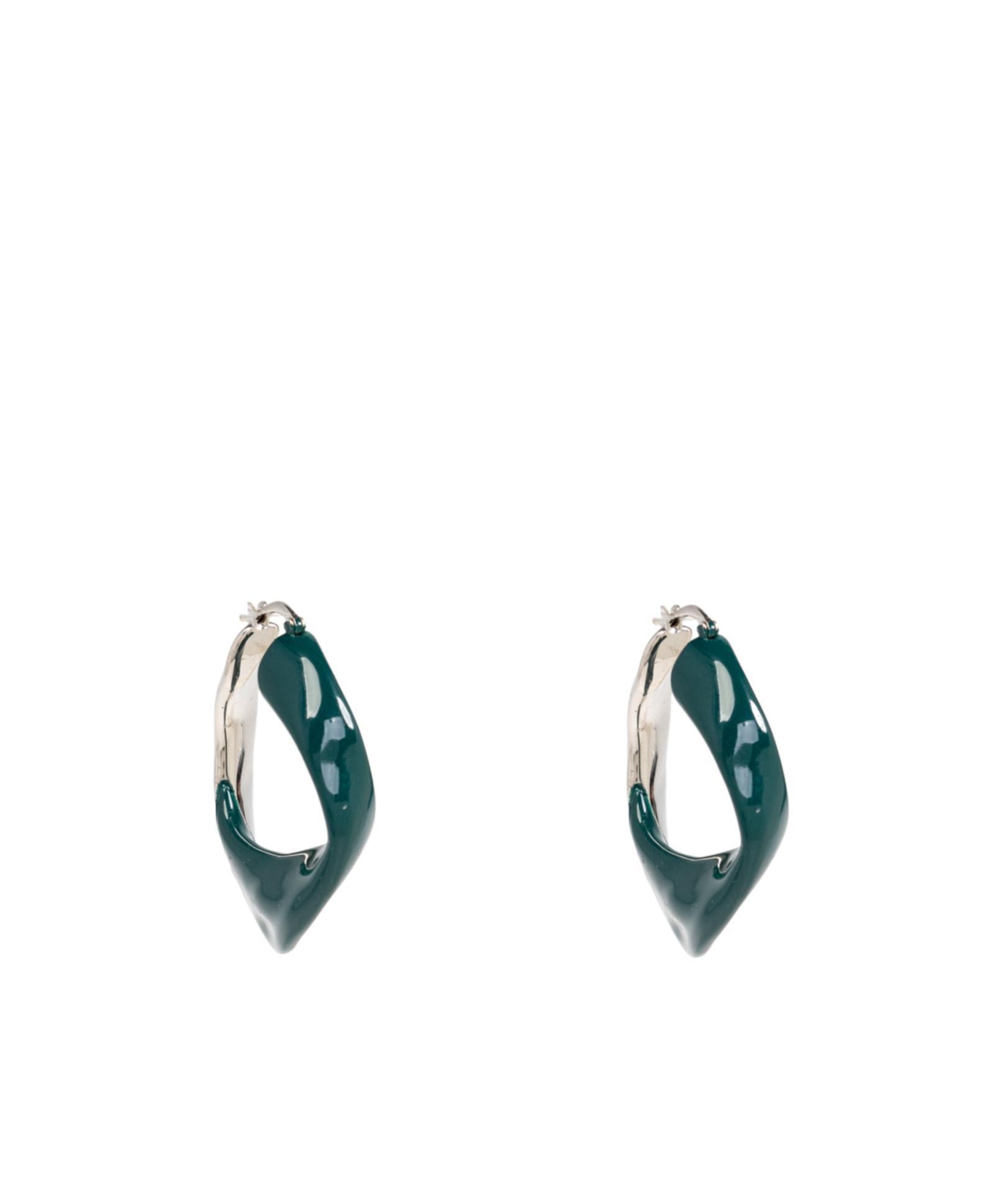 JIL SANDER Sculpted Hoop Earings In Green Product Image