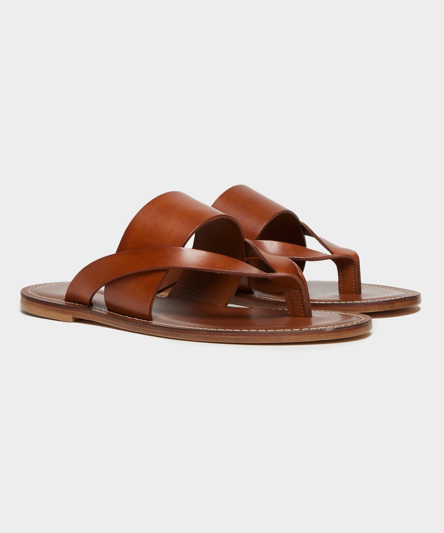 Tuscan Leather Thong Cross Sandal in Warm Cognac Product Image