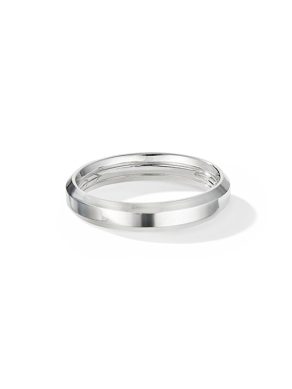 Mens Beveled Band Ring in 18K White Gold, 4MM Product Image