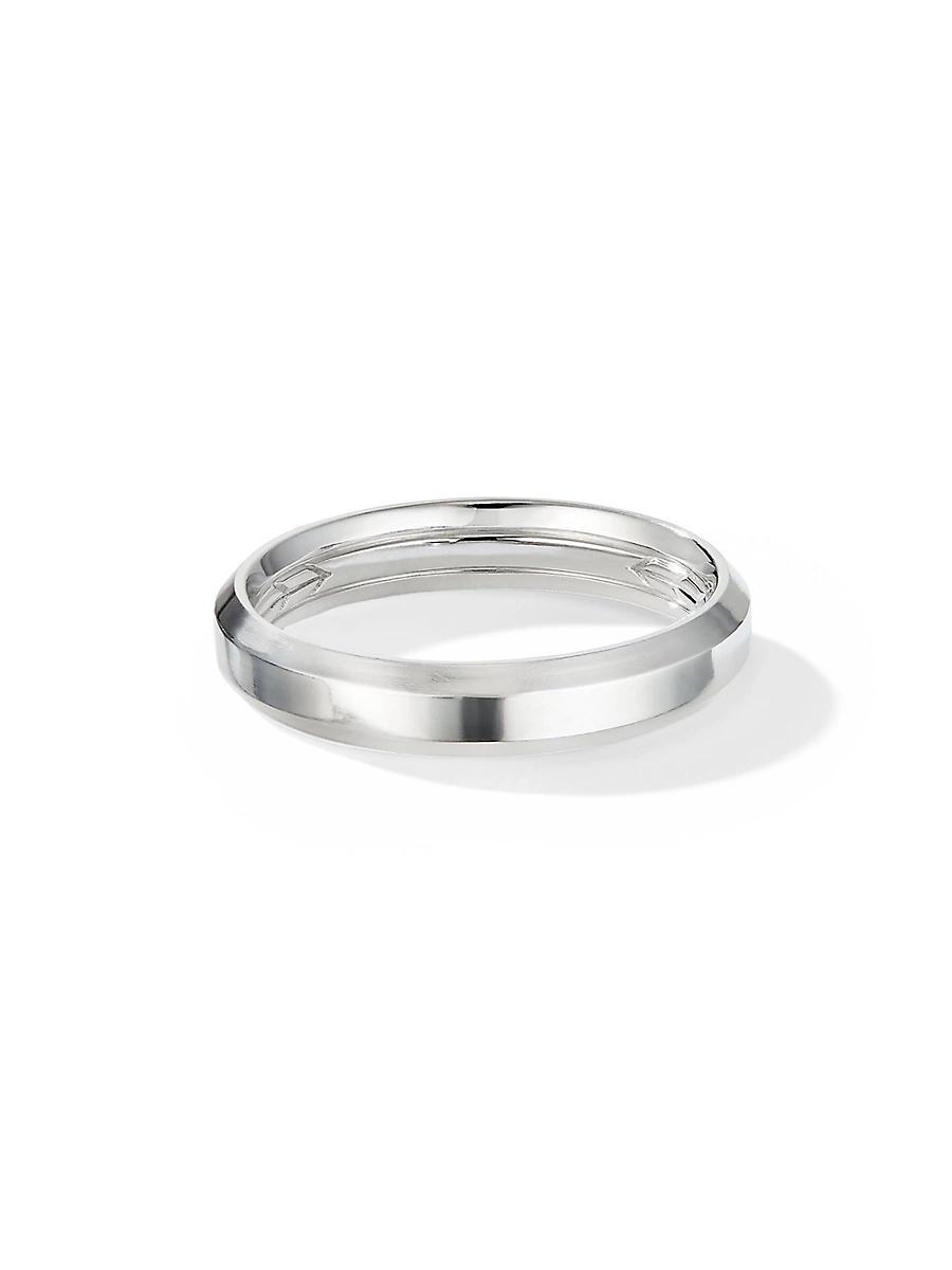 Mens Beveled Band Ring in 18K White Gold, 4MM Product Image