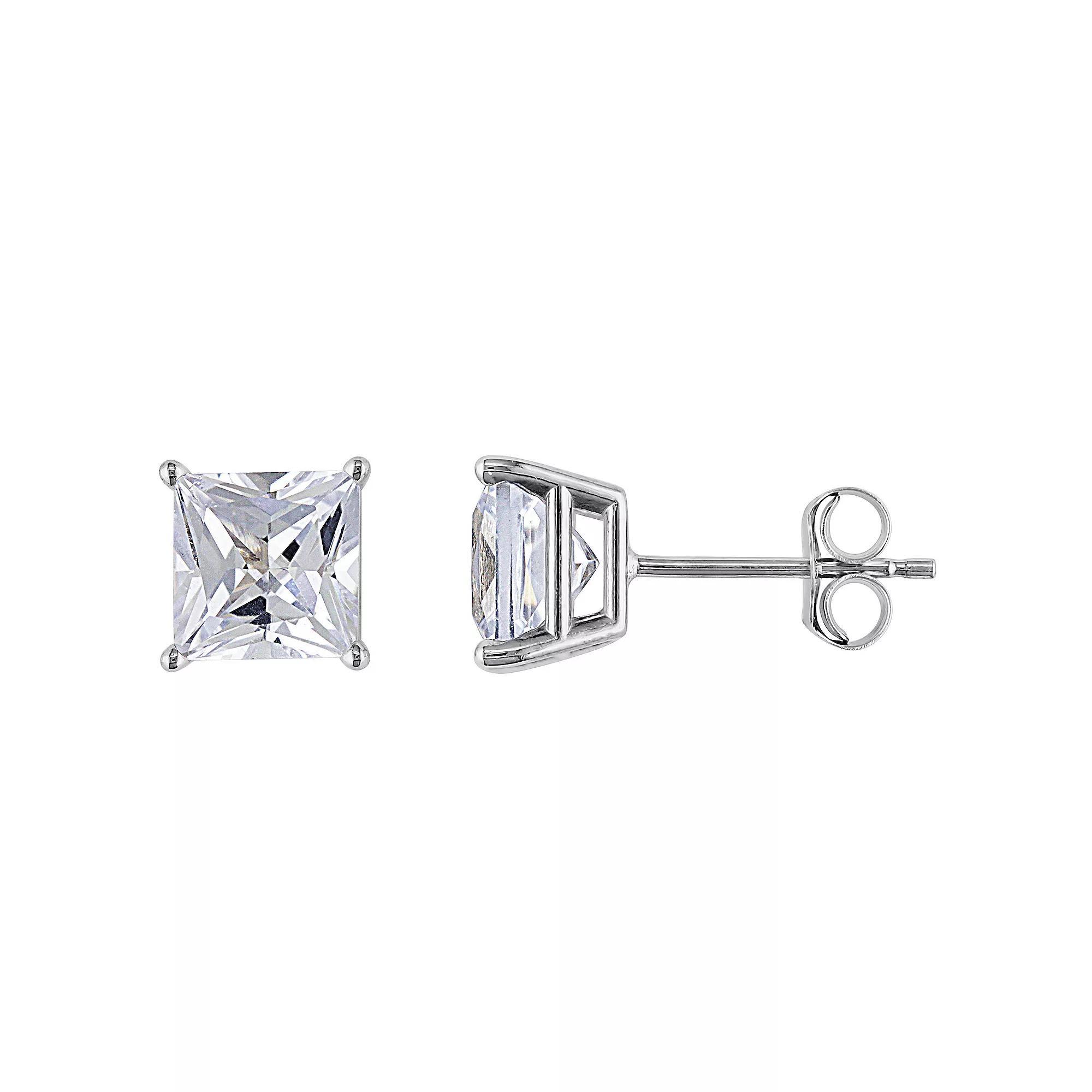 Stella Grace 10k White Gold Lab-Created White Sapphire Stud Earrings, Women's Product Image