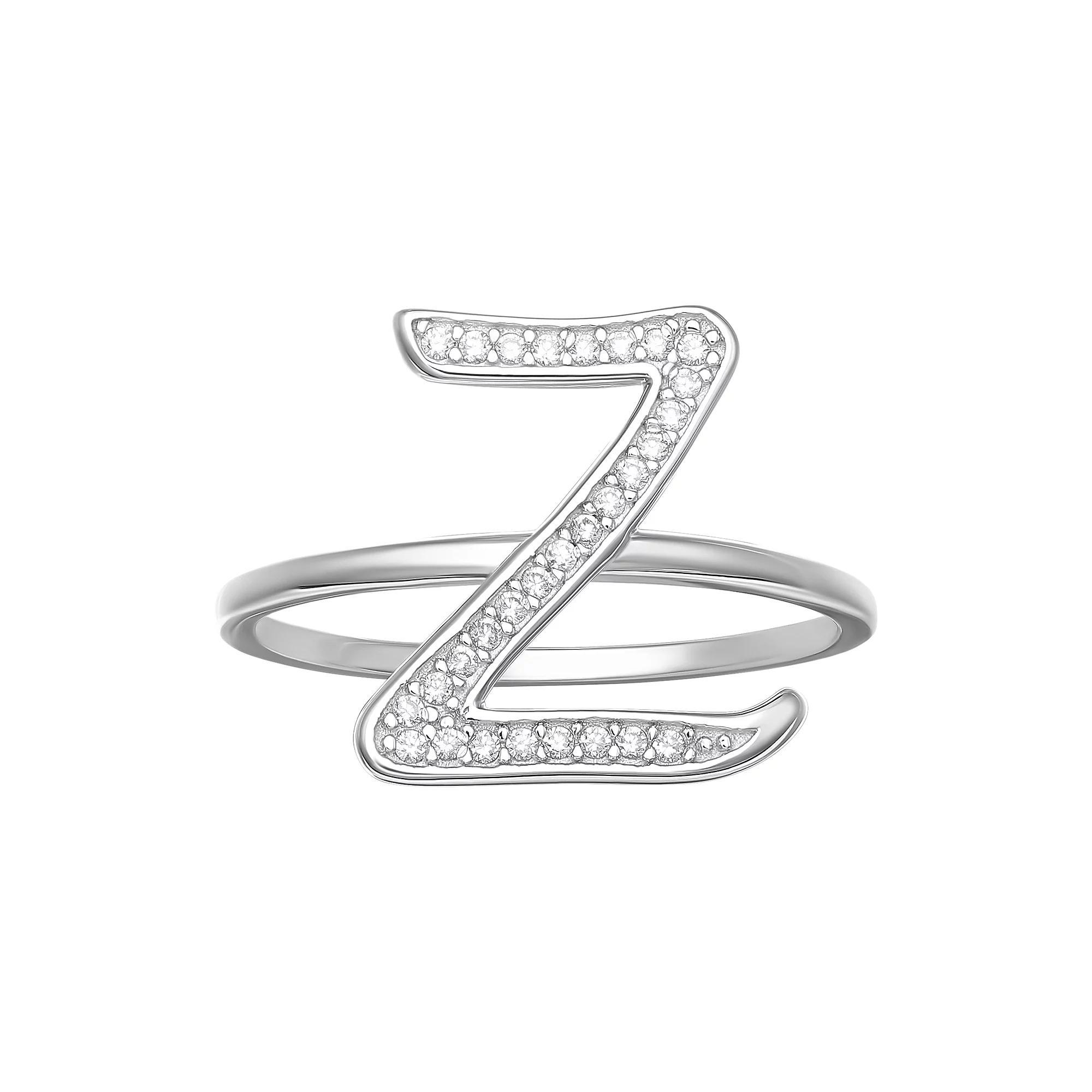 PRIMROSE Sterling Silver Cubic Zirconia Initial Ring, Women's, Size: 8, Sterling Silver X Product Image